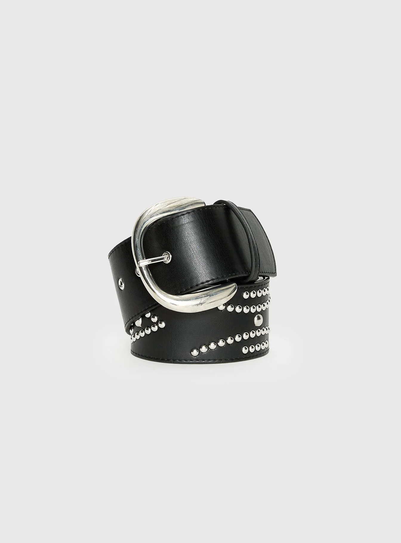 Jordynne Studded Faux Leather Belt Black / Silver