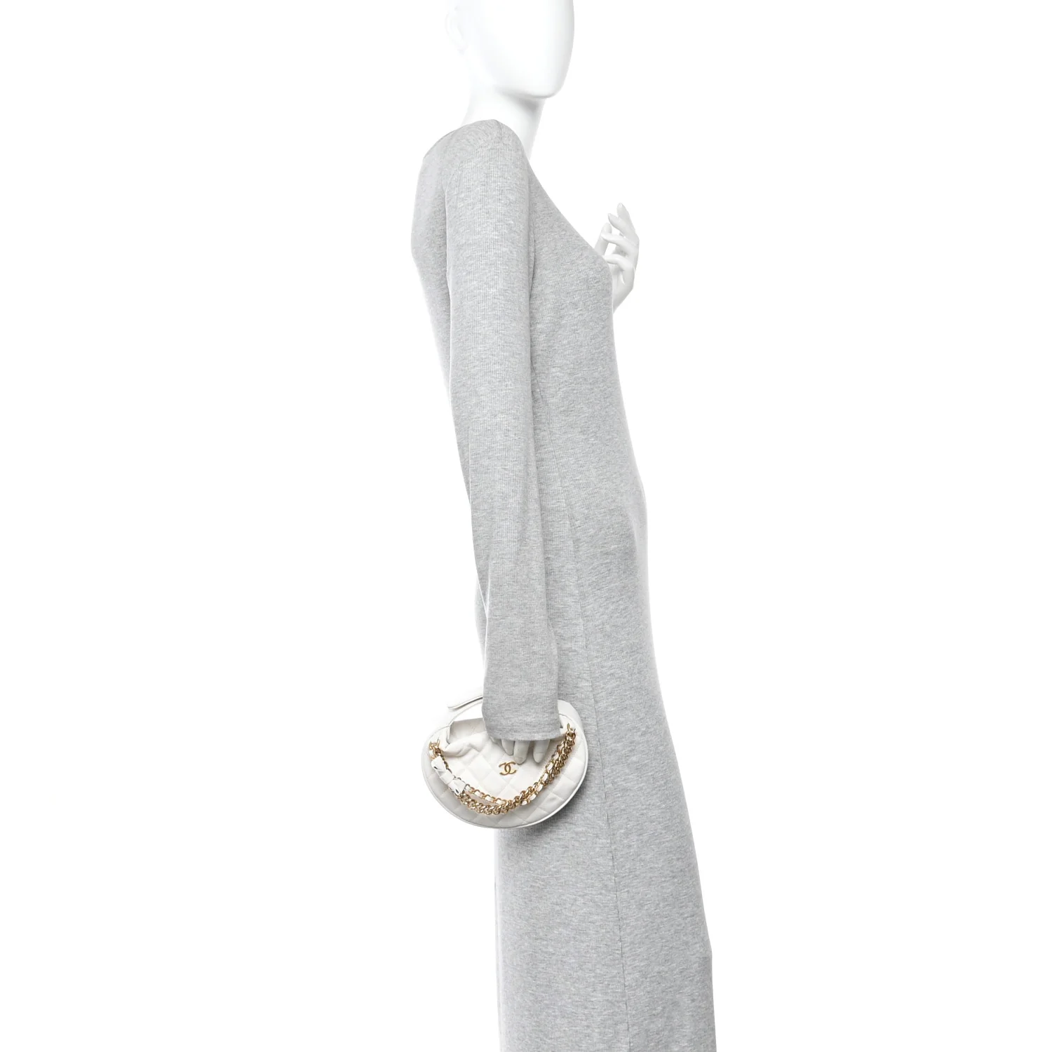 Shiny Caviar Quilted Bow Pouch Hobo White