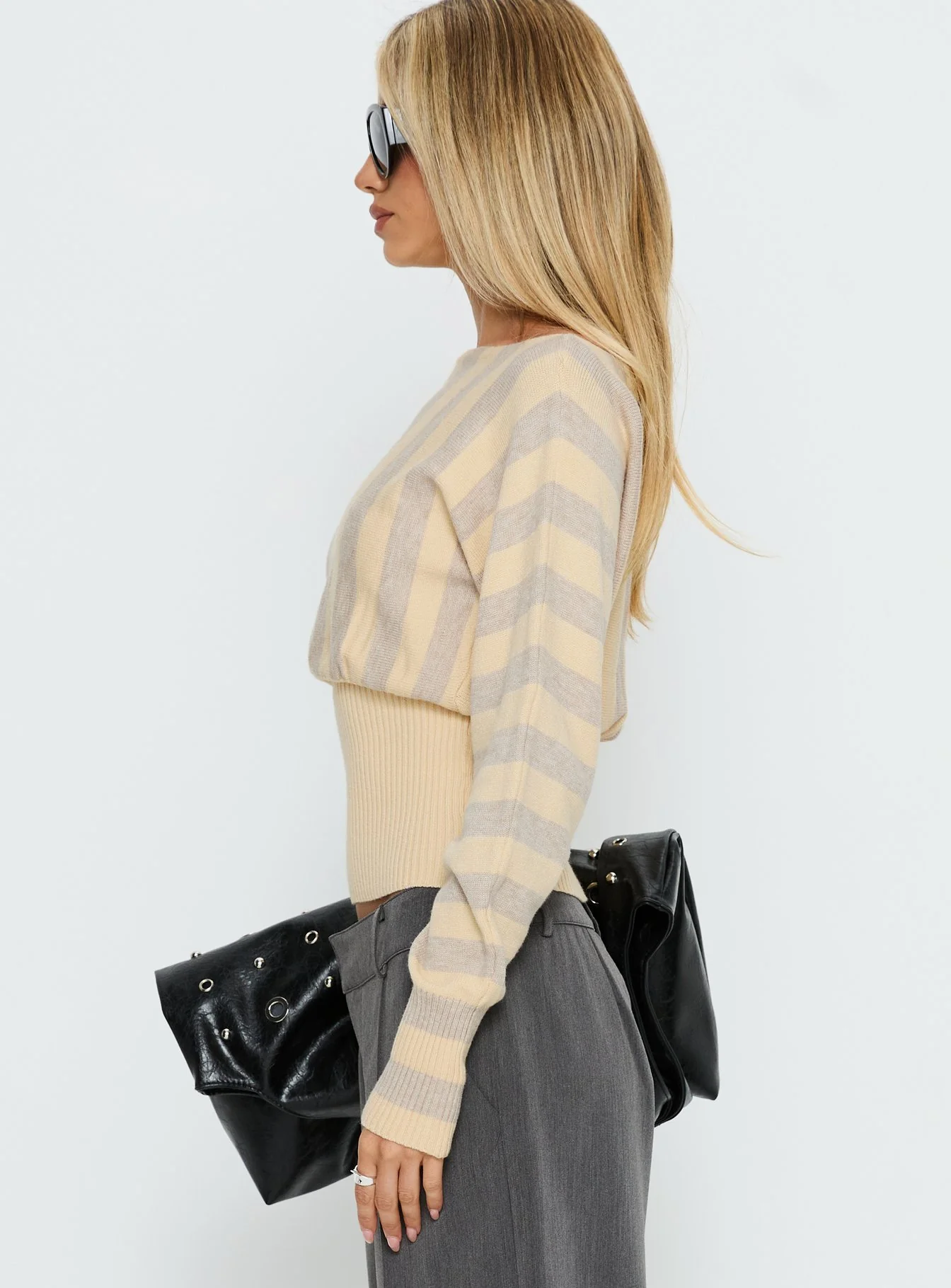 Finlea Cinched Long Sleeve Top Yellow Stripe
