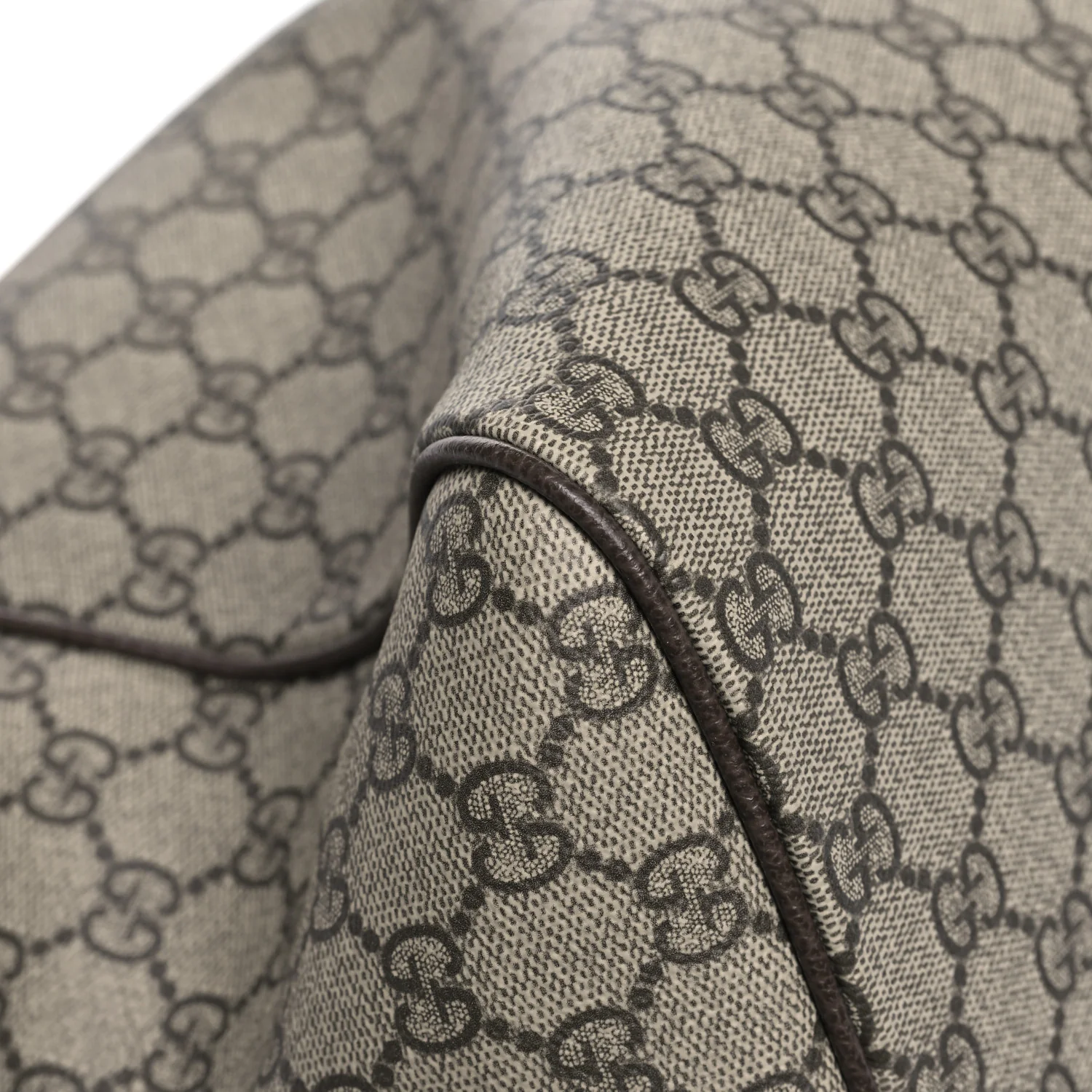 GG Supreme Monogram Textured Dollar Calfskin Web Medium Savoy Duffle Bag Beige Dark Brown - Top Club