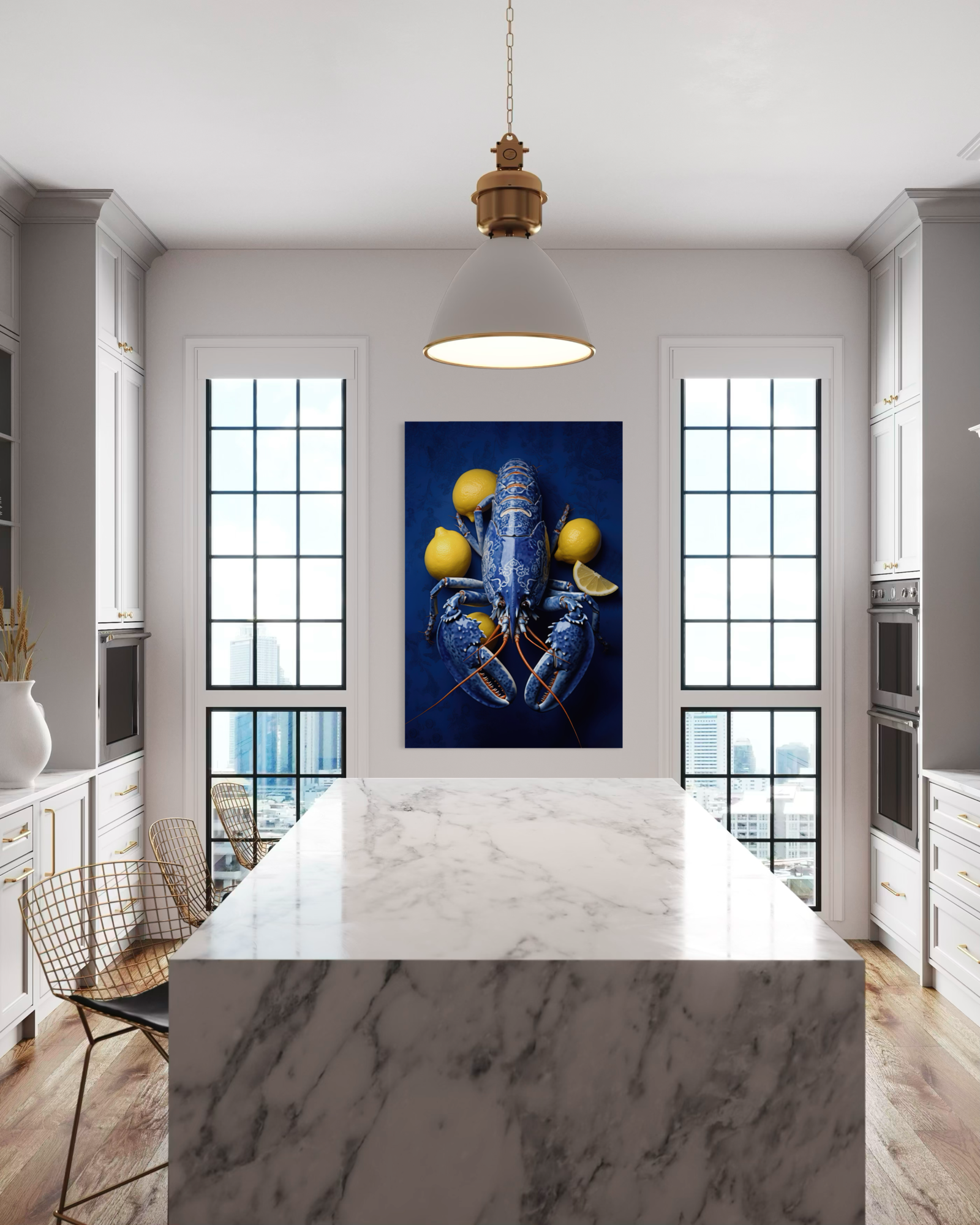 Plexiglas schilderij 'Lobster Luxe D.B. met Citroen' 60x90cm