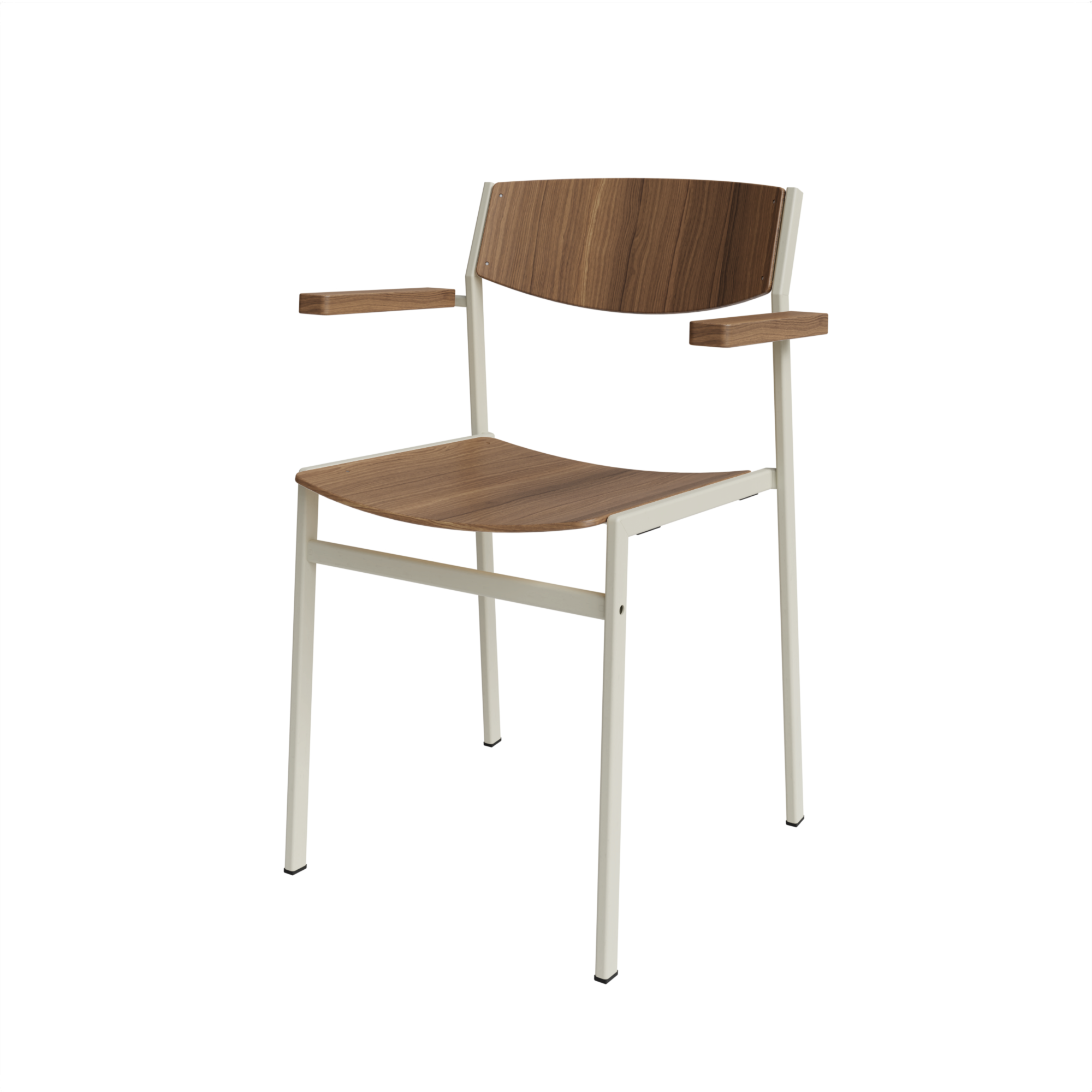 Dining 50 MA Hout - Frame RAL1013 Pearl White - Eiken Fineer Walnoot + arms Eiken Fineer Walnoot