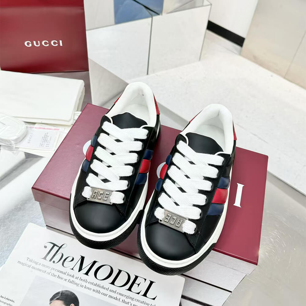 Gucci Ace Web Stripe leather sneakers - Top Club
