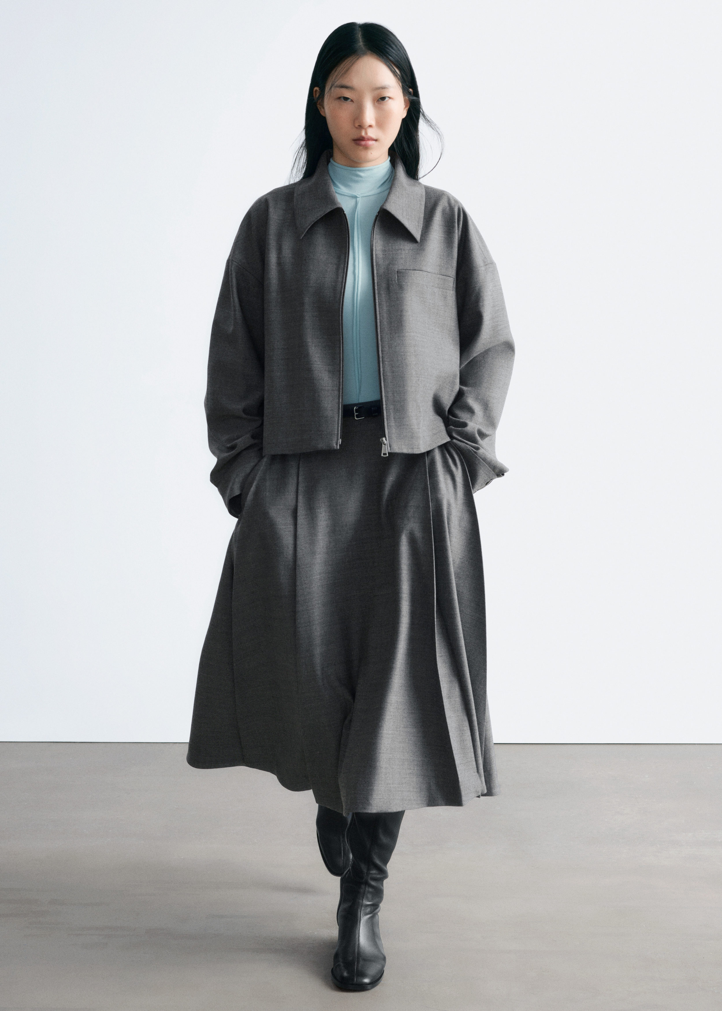 & Other Stories PLEATED WOOL MIDI SKIRT
