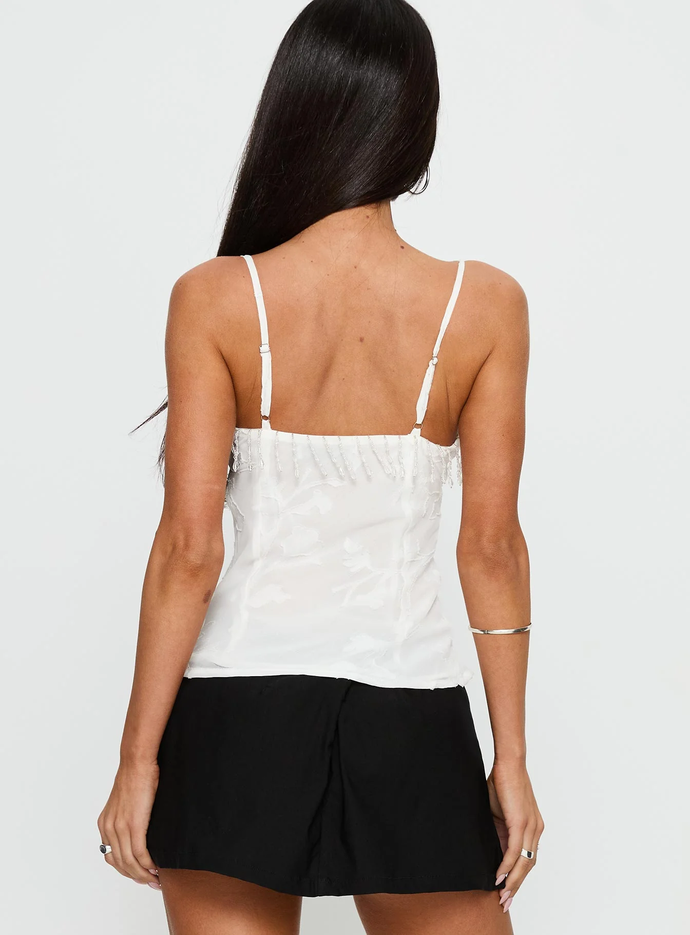Roselea Beaded Cami Top White