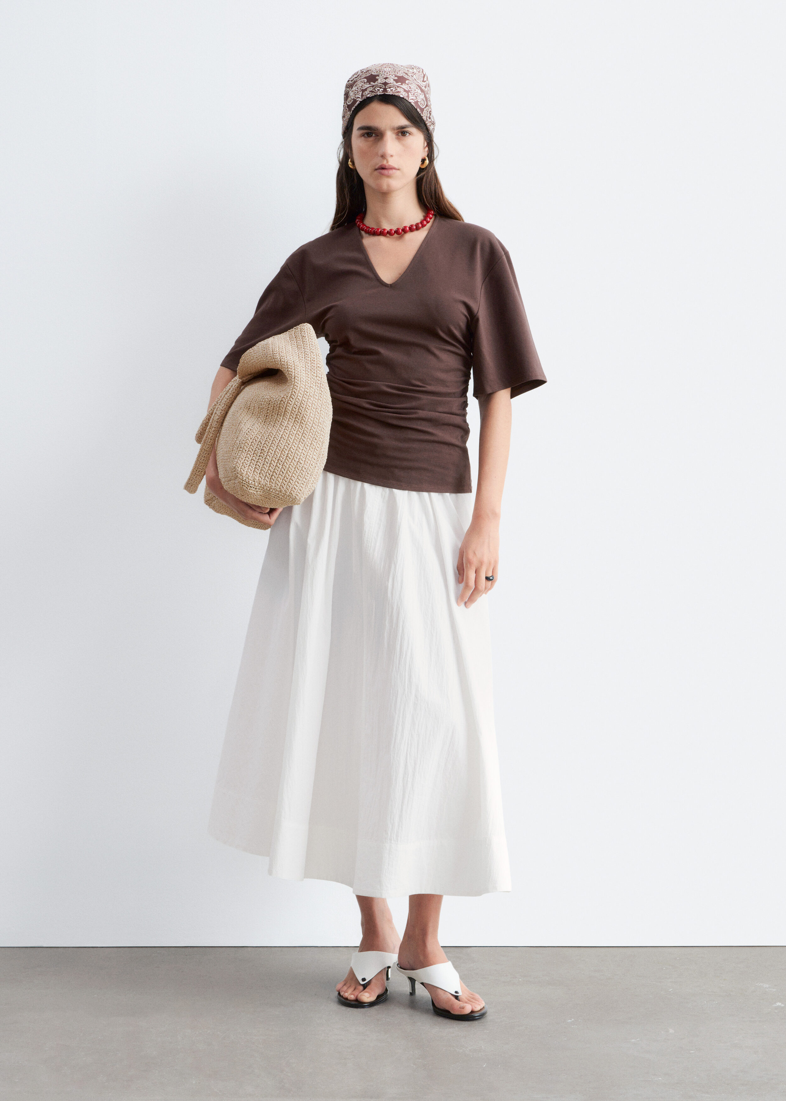 & Other Stories GATHERED V-NECK T-SHIRT
