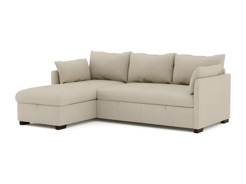 Sofá chaise longue 3 plazas reversible - poliéster - beige
