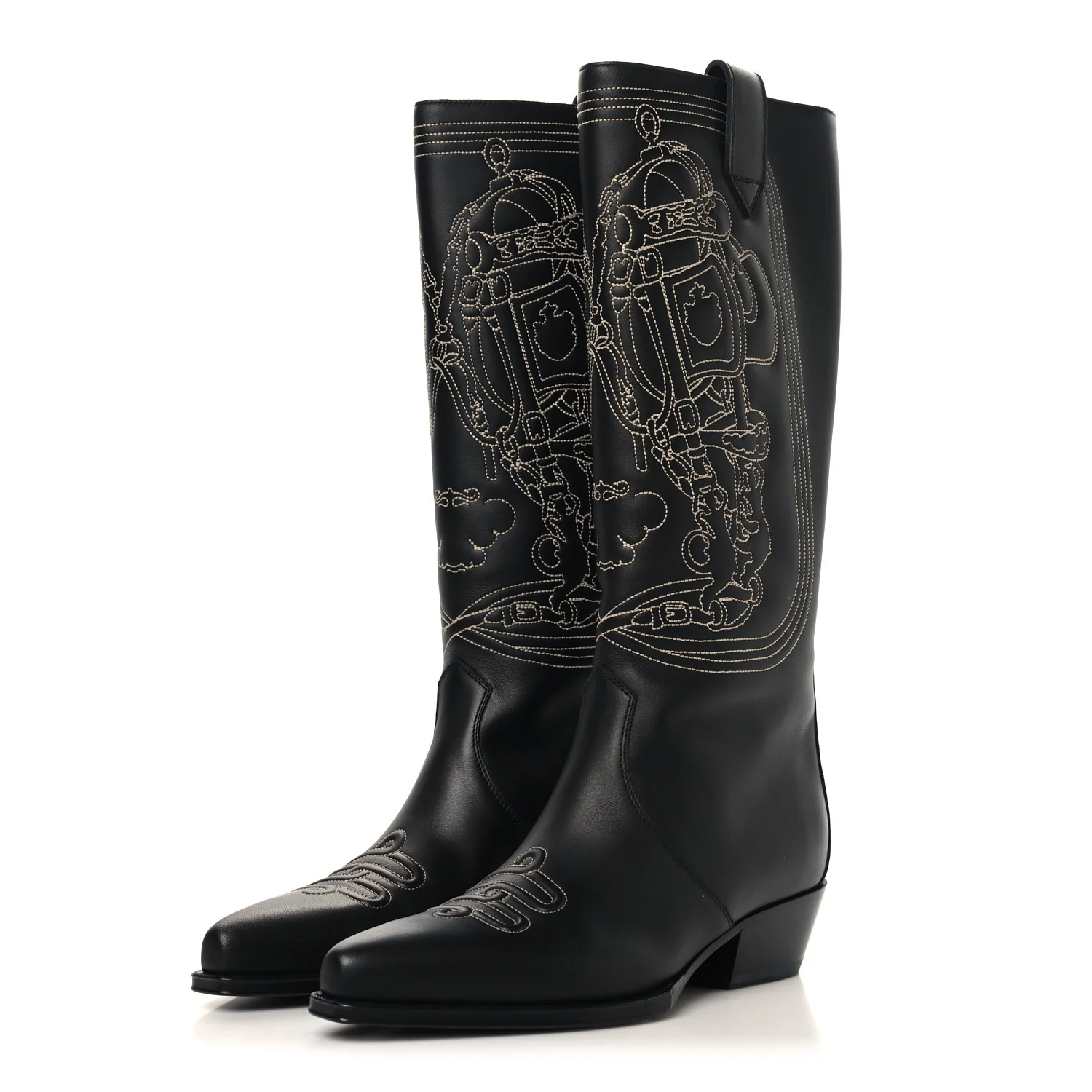 Calfskin Folk 35 Boots 38.5 Black - Top Club