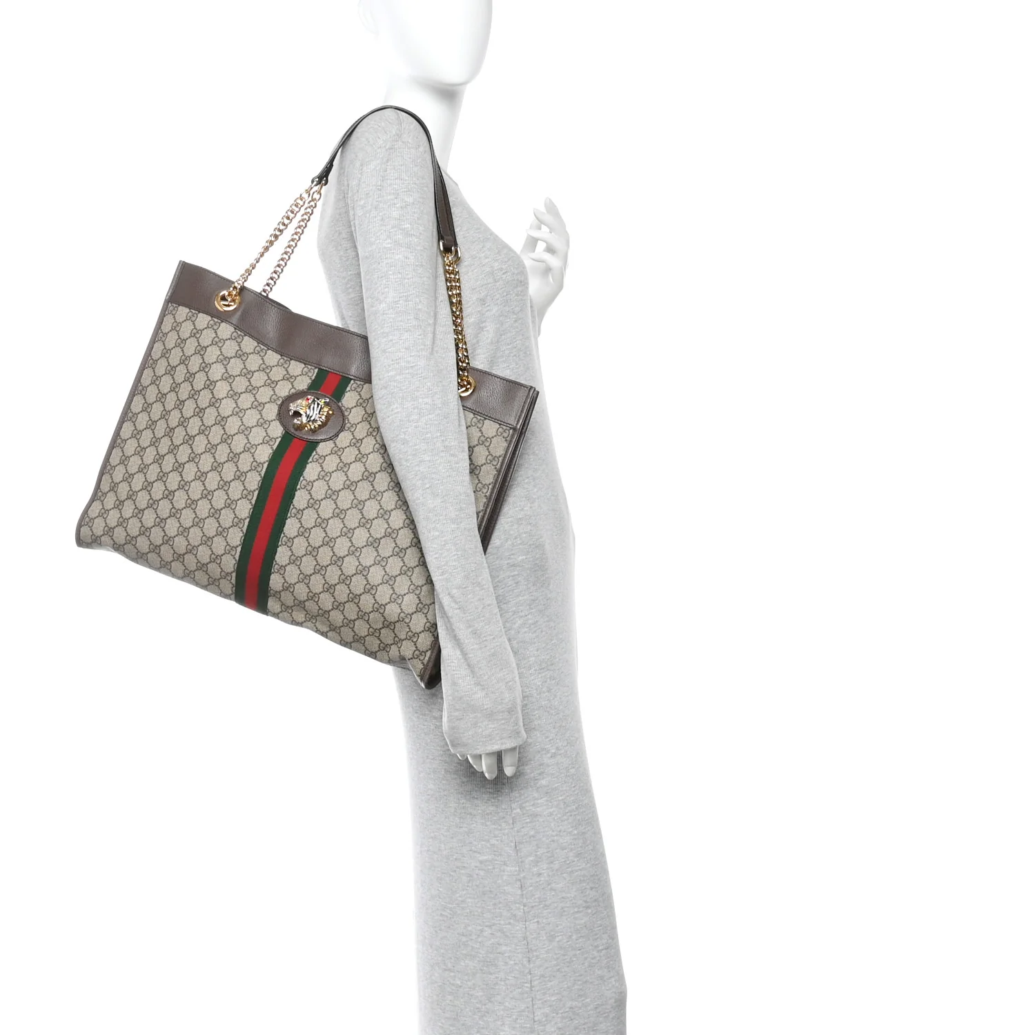 GG Supreme Monogram Large Rajah Chain Tote Beige New Acero - Top Club