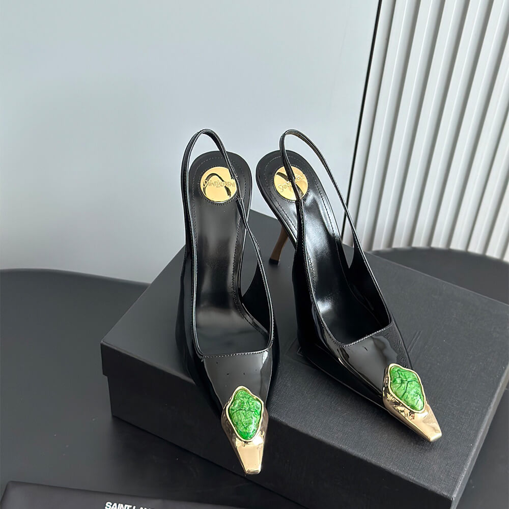 YSL Loulou Slingback Pumps in Patent Leather - Top Club
