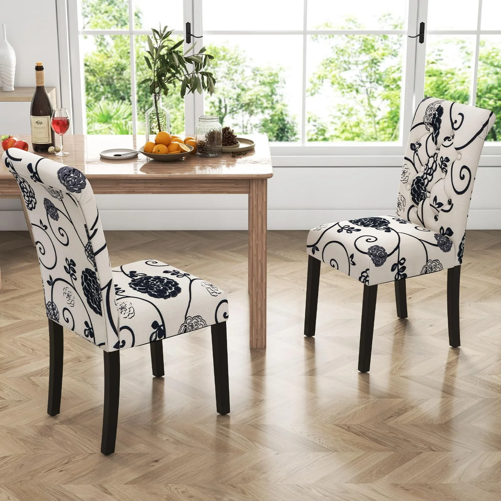 BEFOUNDLOVELY Upholstered Dining Chairs Set of 2/4 with Adjustable Anti-Slip Foot Pads, High Back, Sturdy Wood Legs