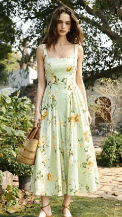 Women's Floral Square Neck Tie-Back Maxi Dress Lightweight Vacation Fairy Dress - Nordfashionstorm - Women's Clothing, Fashion for You - Nordfashionstorm.com