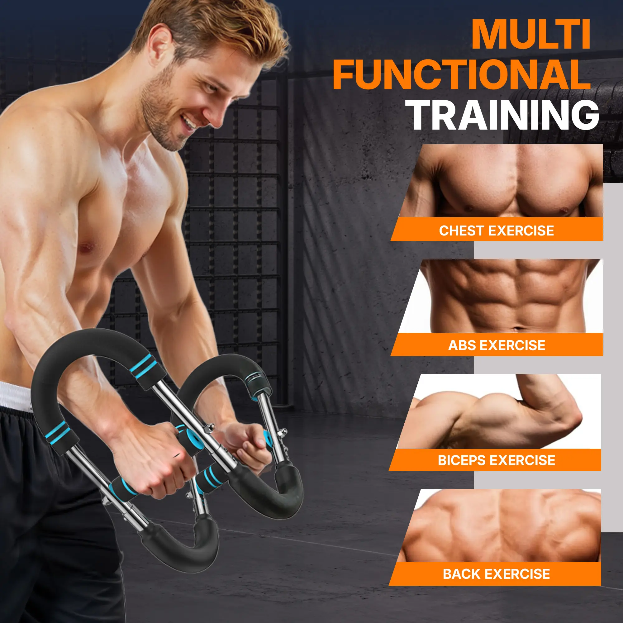 Merach Adjustable Power Twister Bar, with Portable Spring Resistance, Ideal for Upper Body Strength Training, Builds Muscles for Chest, Shoulders, and Arms, Home Gym Fitness Equipment for Men