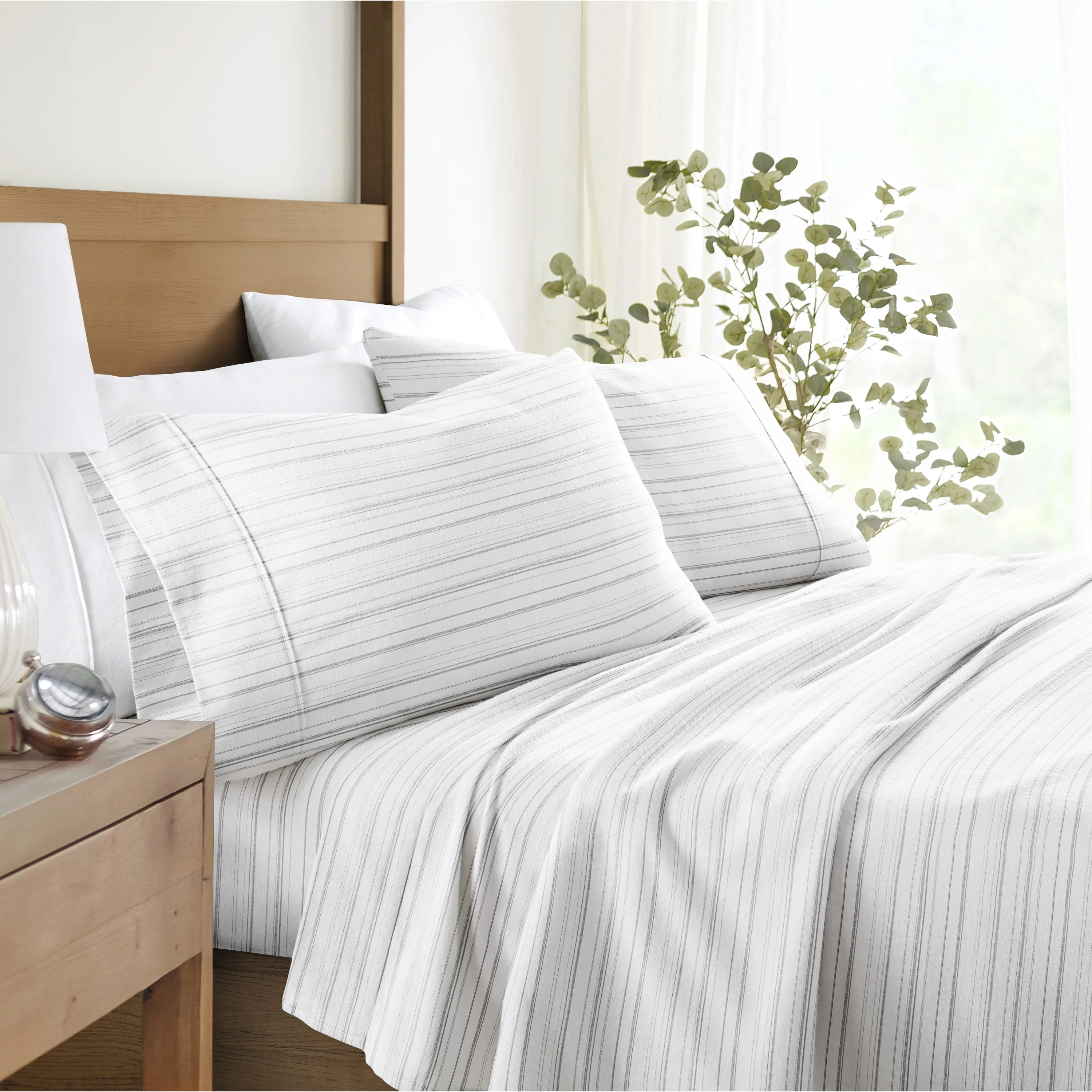 Weathered Stripe 4-Piece Flannel Sheet Set