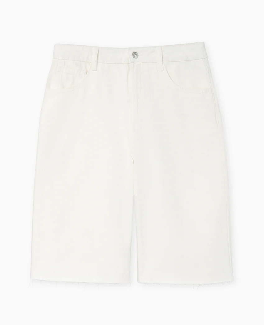 Pimkie Bermuda large en jean taille basse bas coupés