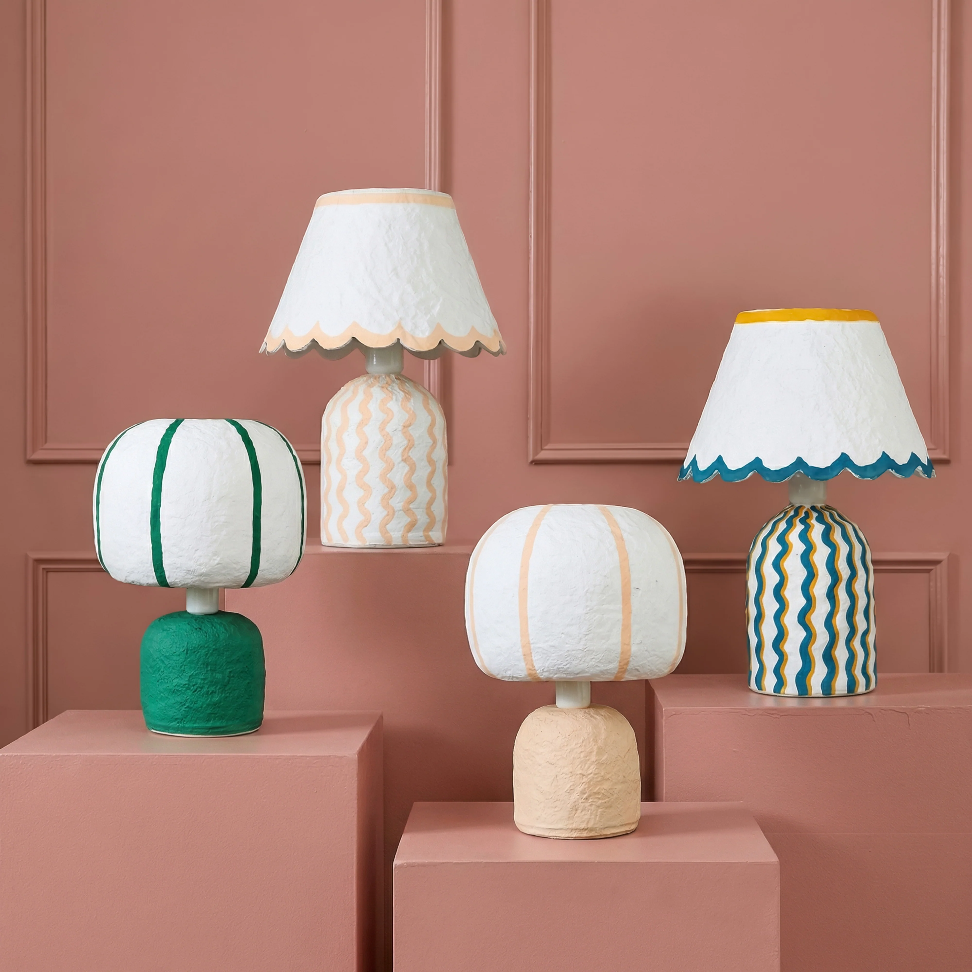 Blum Scalloped Cotton Mache Table Lamp