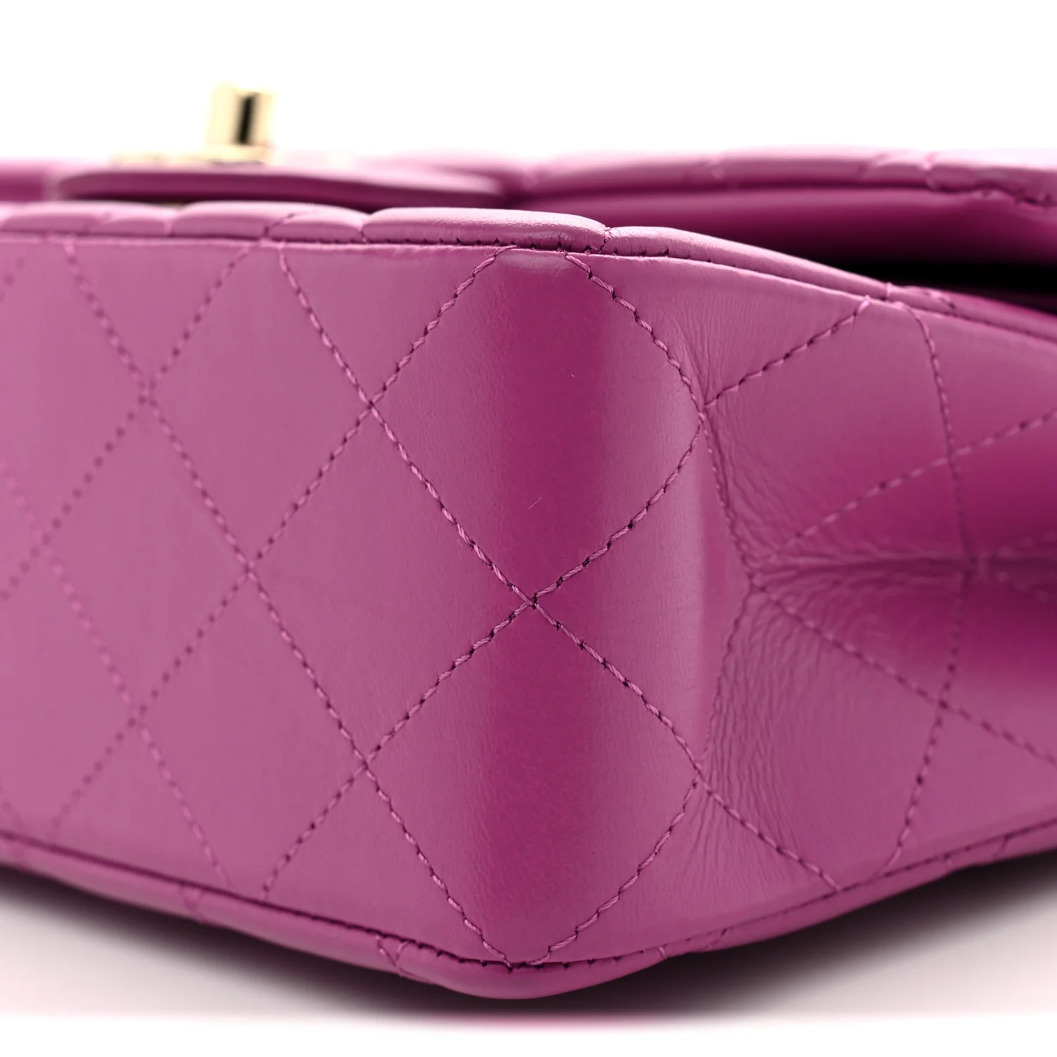 Lambskin Quilted Small Double Flap Purple - Top Club
