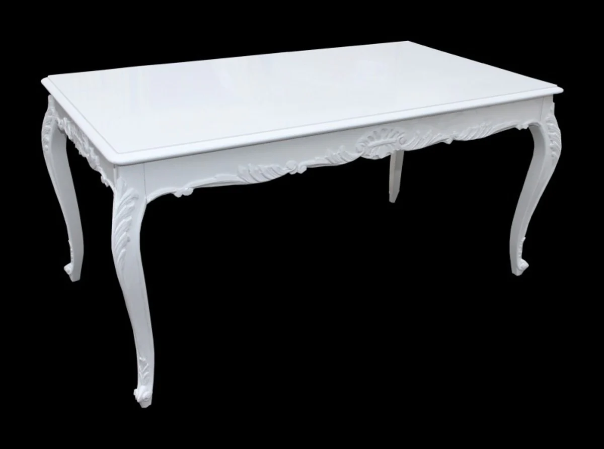 Baroque dining table white glossy 140 cm