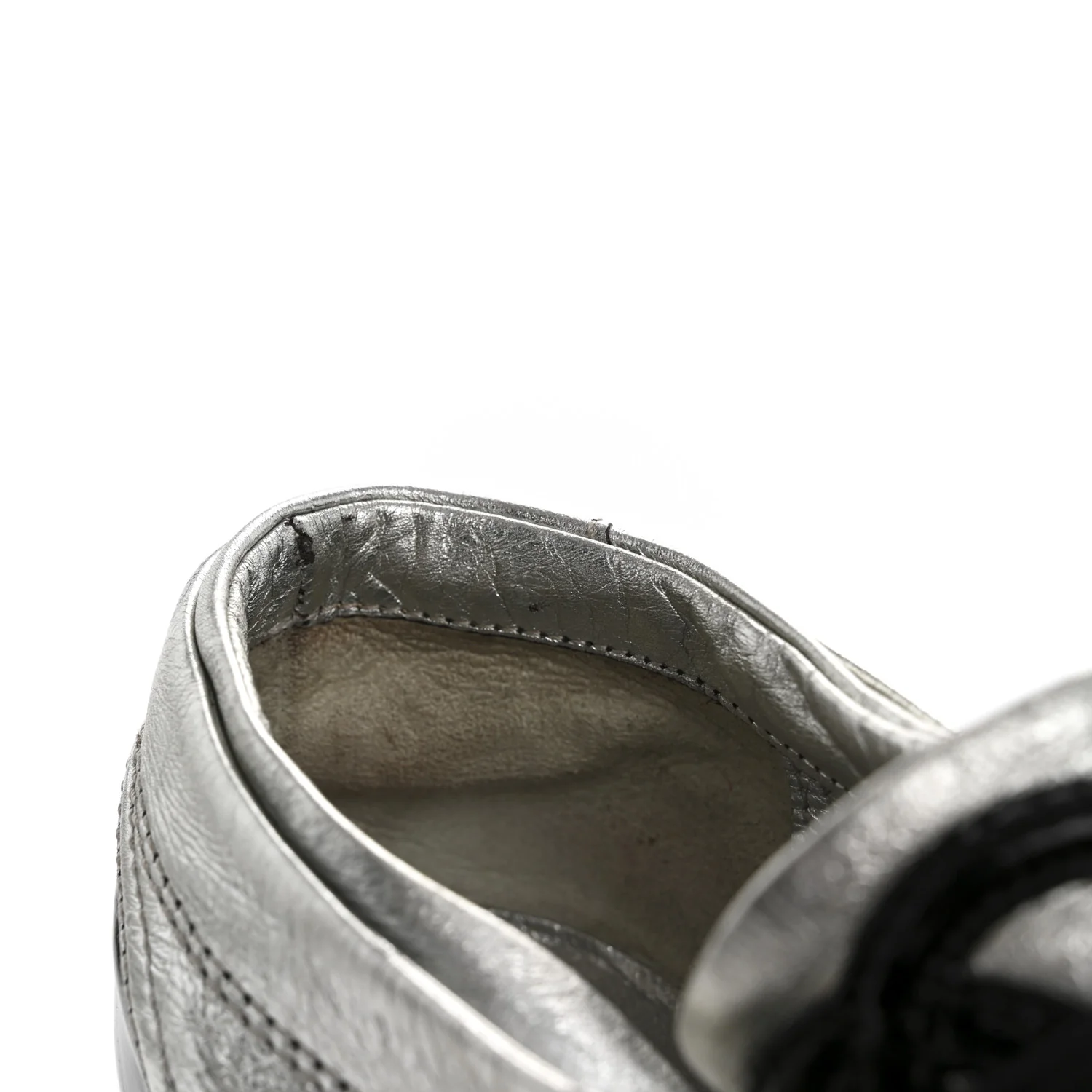 Metallic Lambskin Patent Cap Toe CC Sneakers 38.5 Silver Black - Top Club
