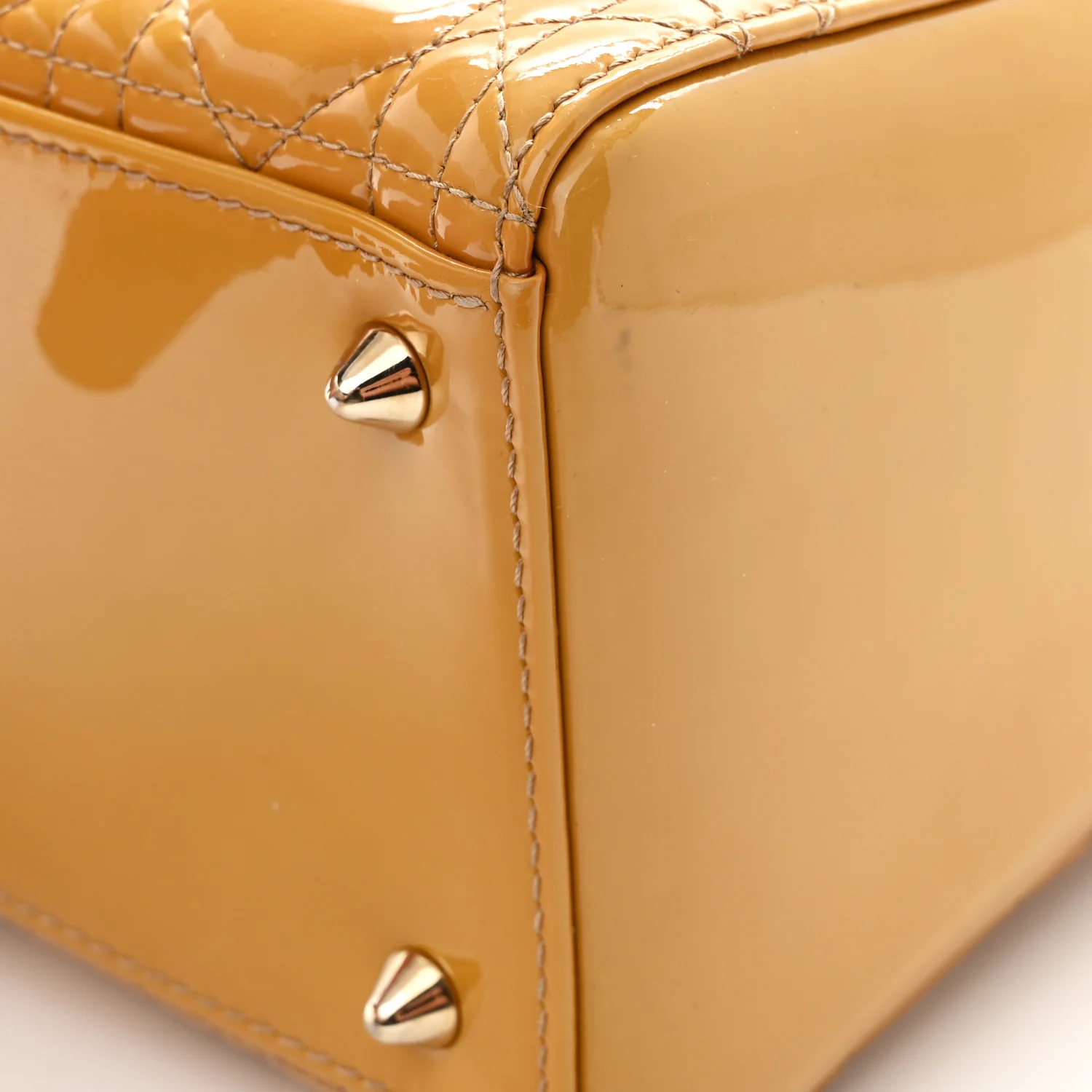 Patent Cannage Medium Lady Dior Dark Beige - Top Club