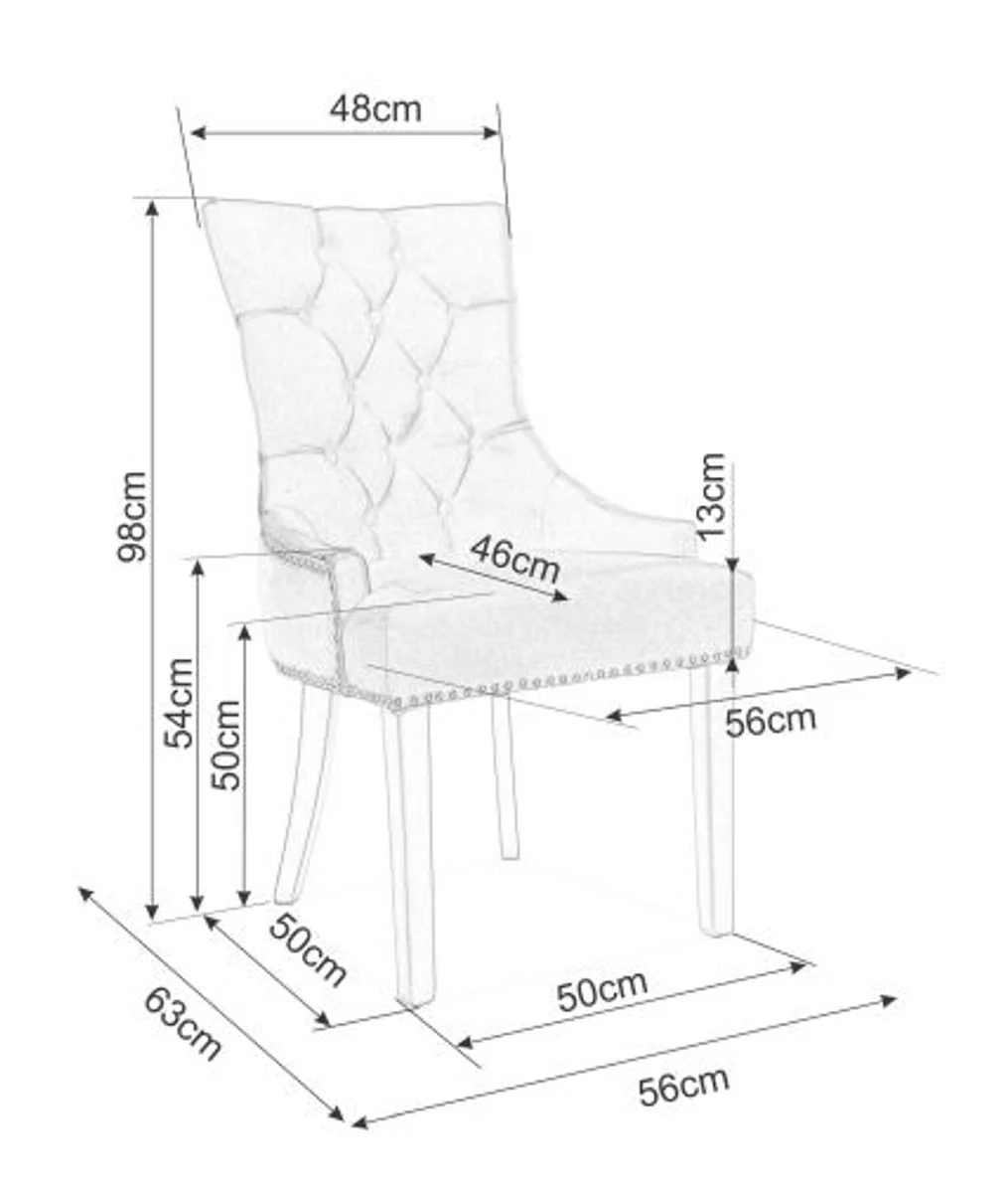 Luxury Chesterfield Dining Chair Green / Silver / Black - Kitchen Chair with Velvet Fabric - Dining Room Furniture
