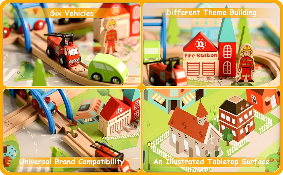 wooden train set table