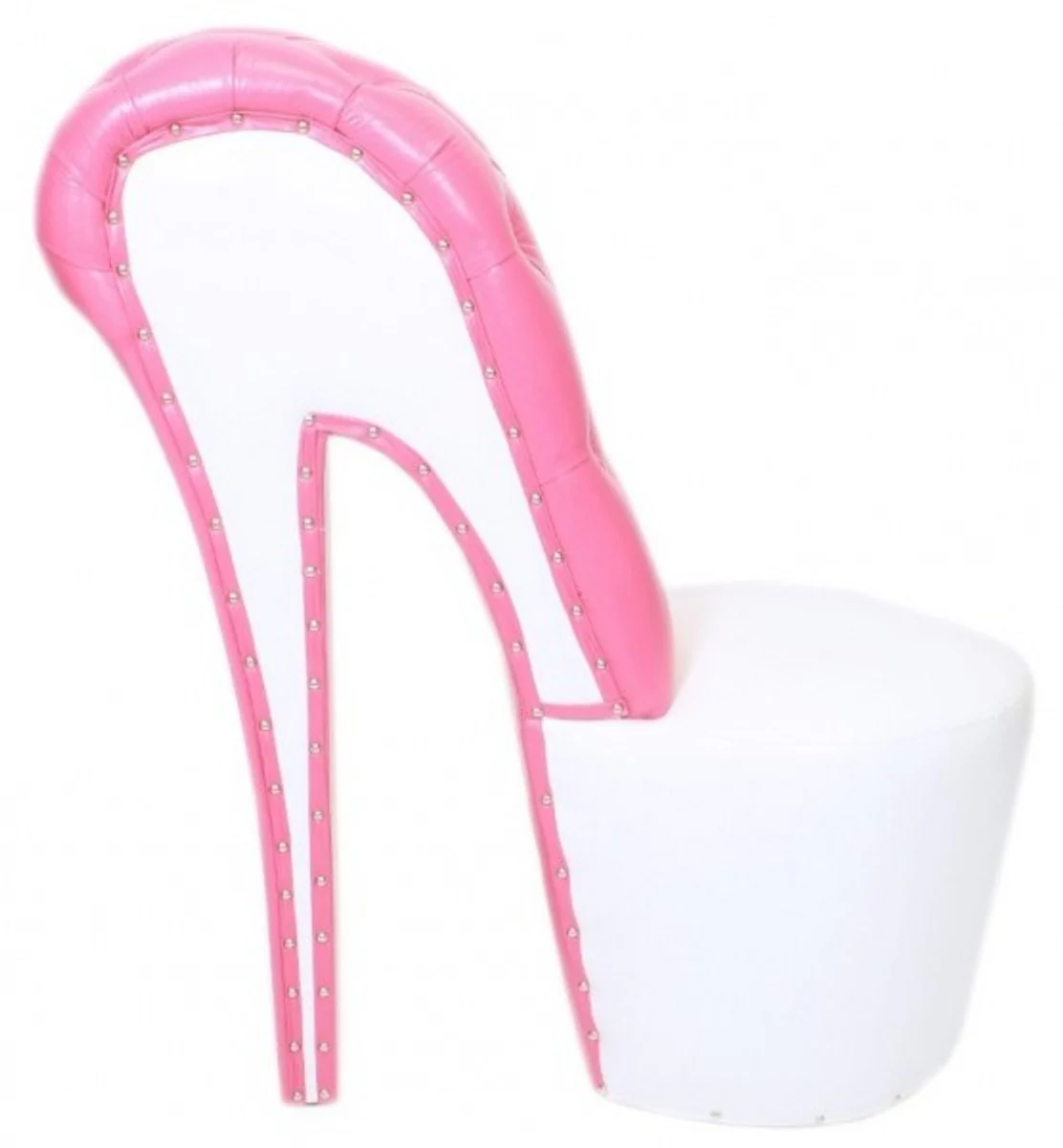 High heel armchair with decorative stones white / pink luxury design - designer armchair - club furniture - shoe chair armchair