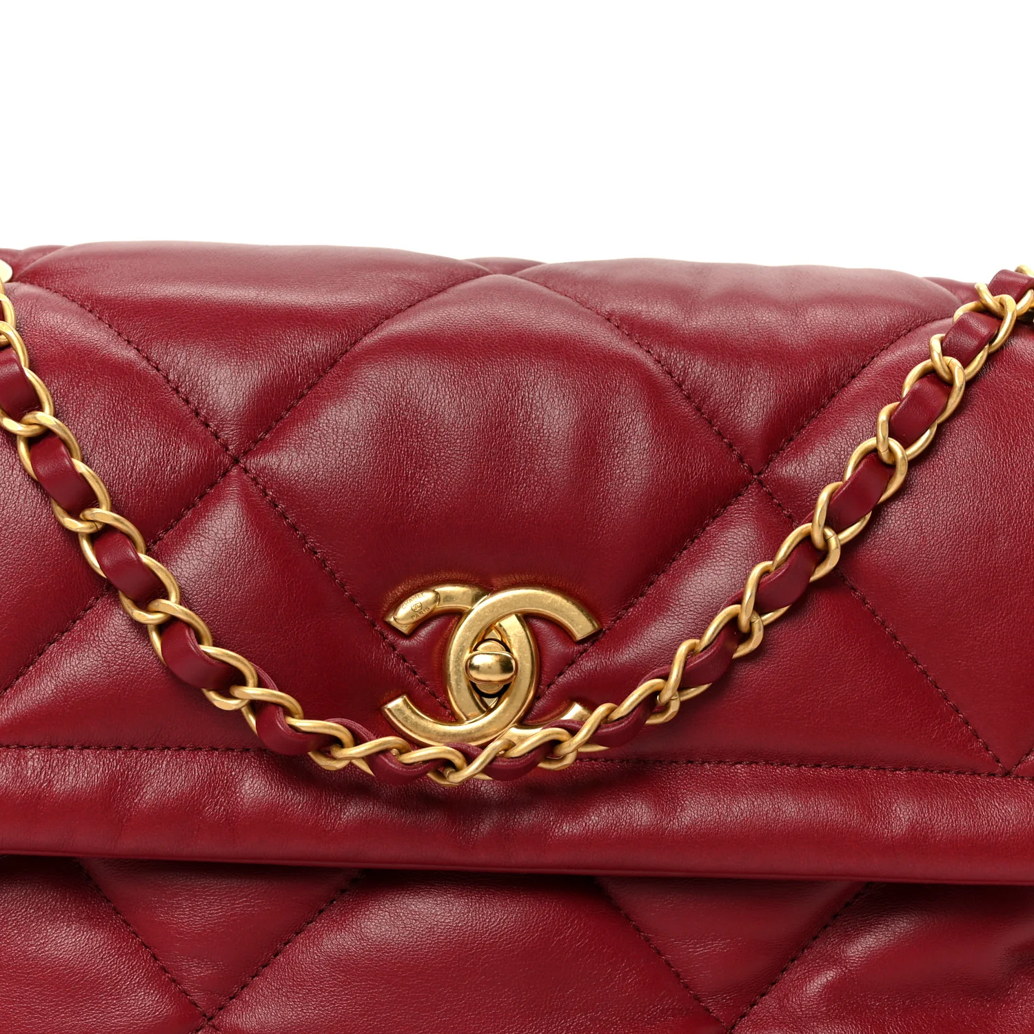 Lambskin Quilted Large Flap Red - Top Club