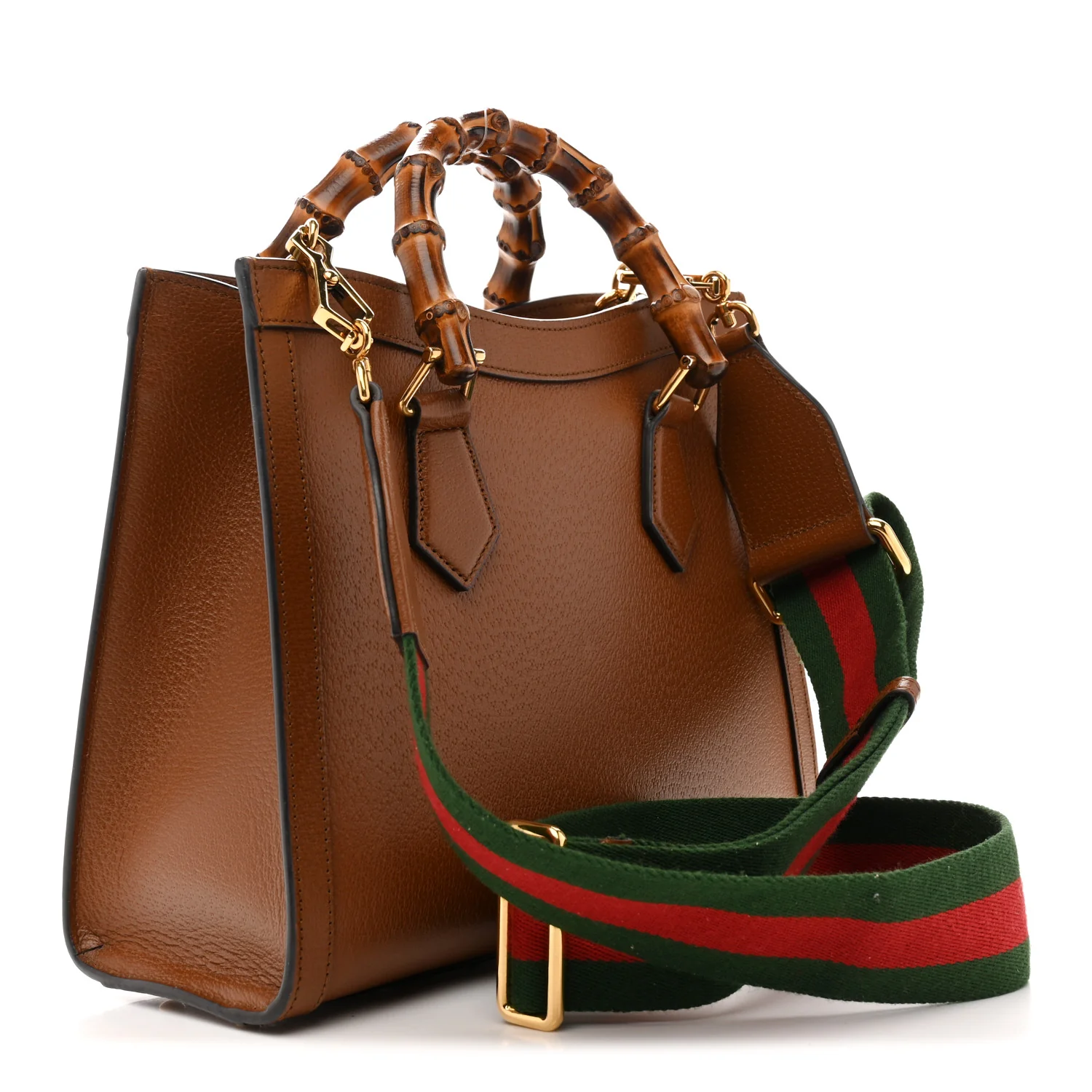 Textured Dollar Calfskin Web Small Diana Tote Bag Cuir Black - Top Club