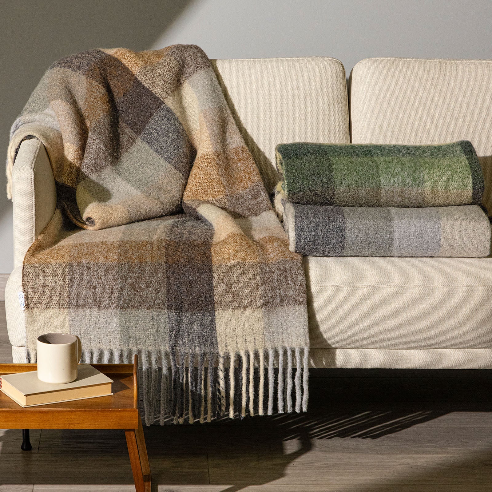 Plaid In Misto Lana Grenoble Cm. 130X170 Naturale Caleffi