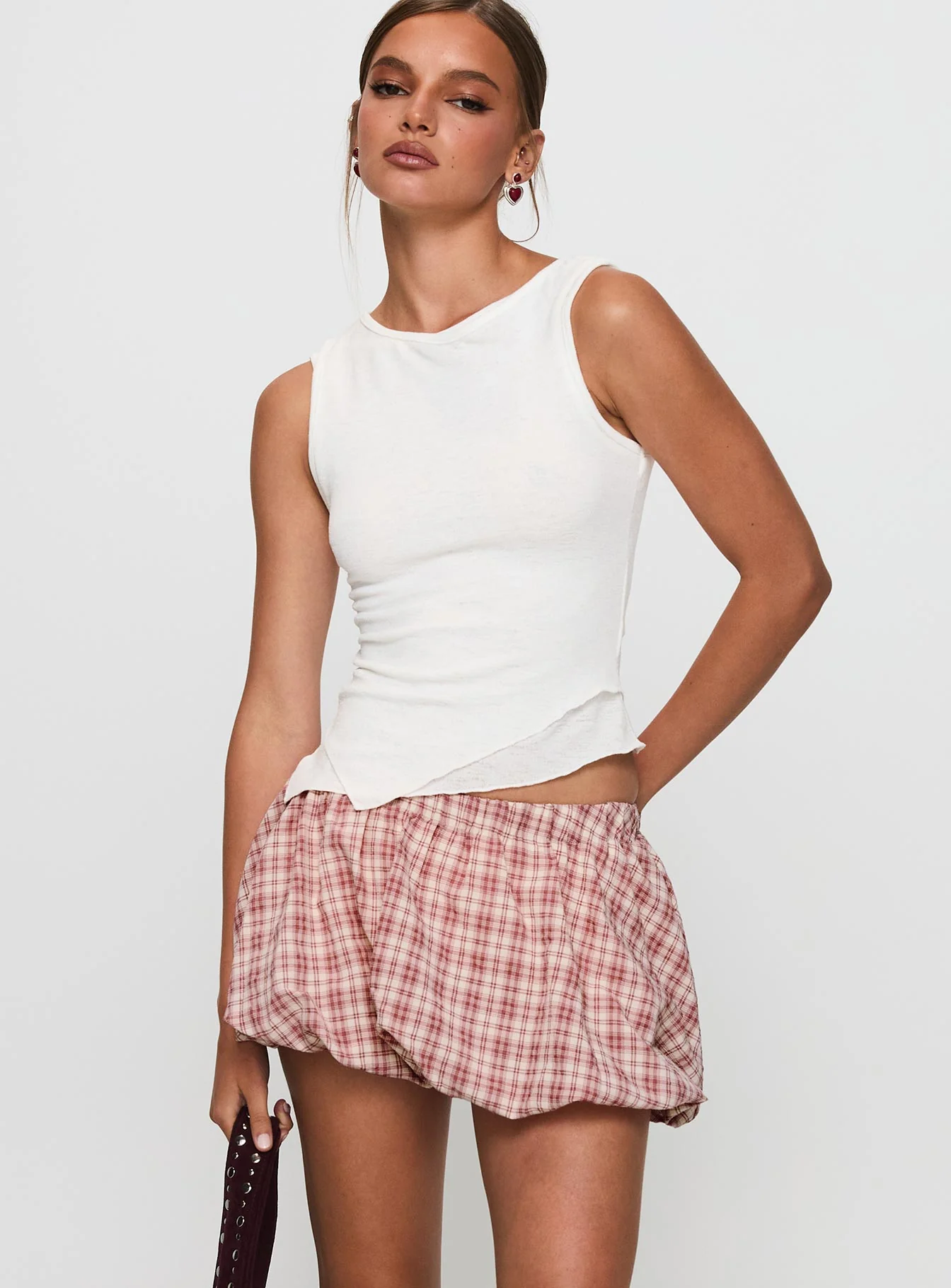 Cydnee Bubble Hem Mini Skort Red Multi