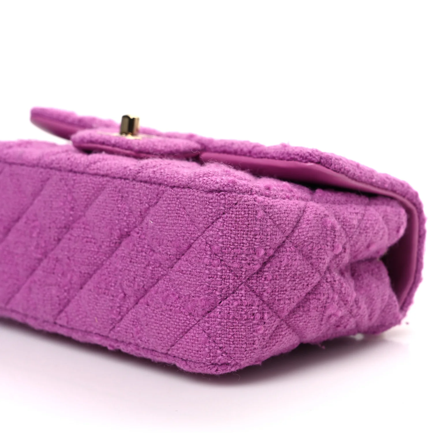 Tweed Quilted Mini Rectangular Flap Purple - Top Club