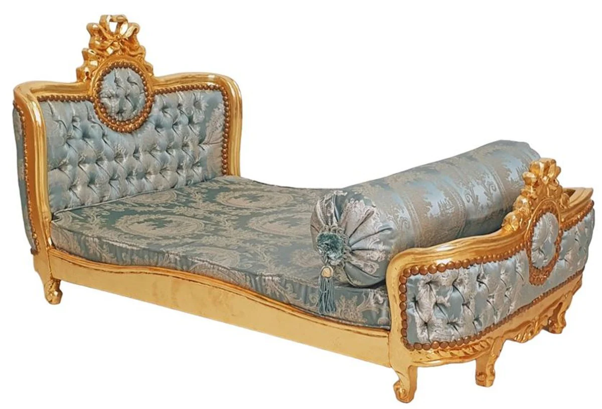 Baroque Dog Bed Green Pattern / Antique Gold - Handmade Antique Style Dog Bed - Magnificent Dog Furniture in Baroque Style - Antique Style Animal Furniture - Baroque Animal Furniture