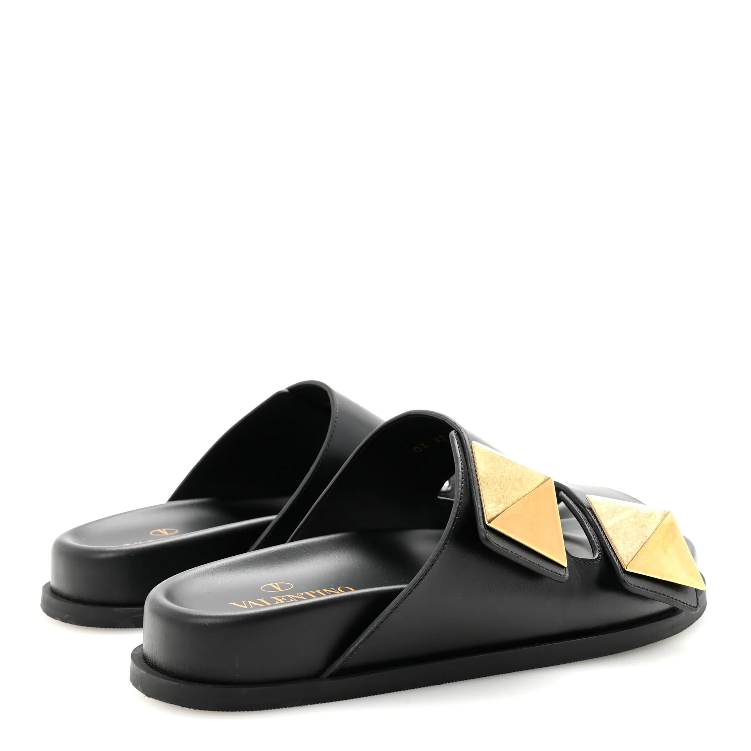 Nappa One Stud Slide Sandals 36.5 Black - Top Club