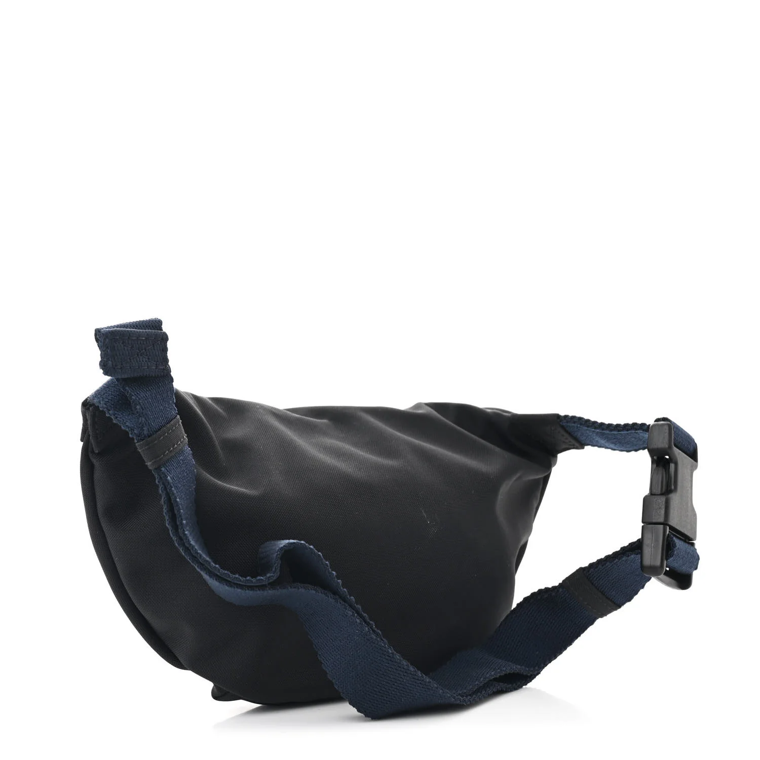 Sport Nylon Logo Embroidered Wheel Belt Bag Black White - Top Club
