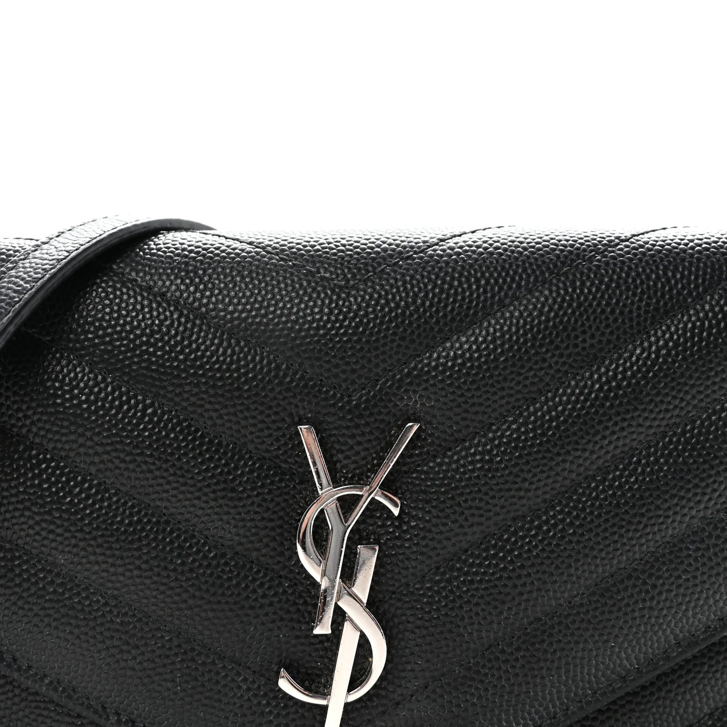 Grain De Poudre Matelasse Chevron Monogram Envelope Chain Wallet Black - Top Club