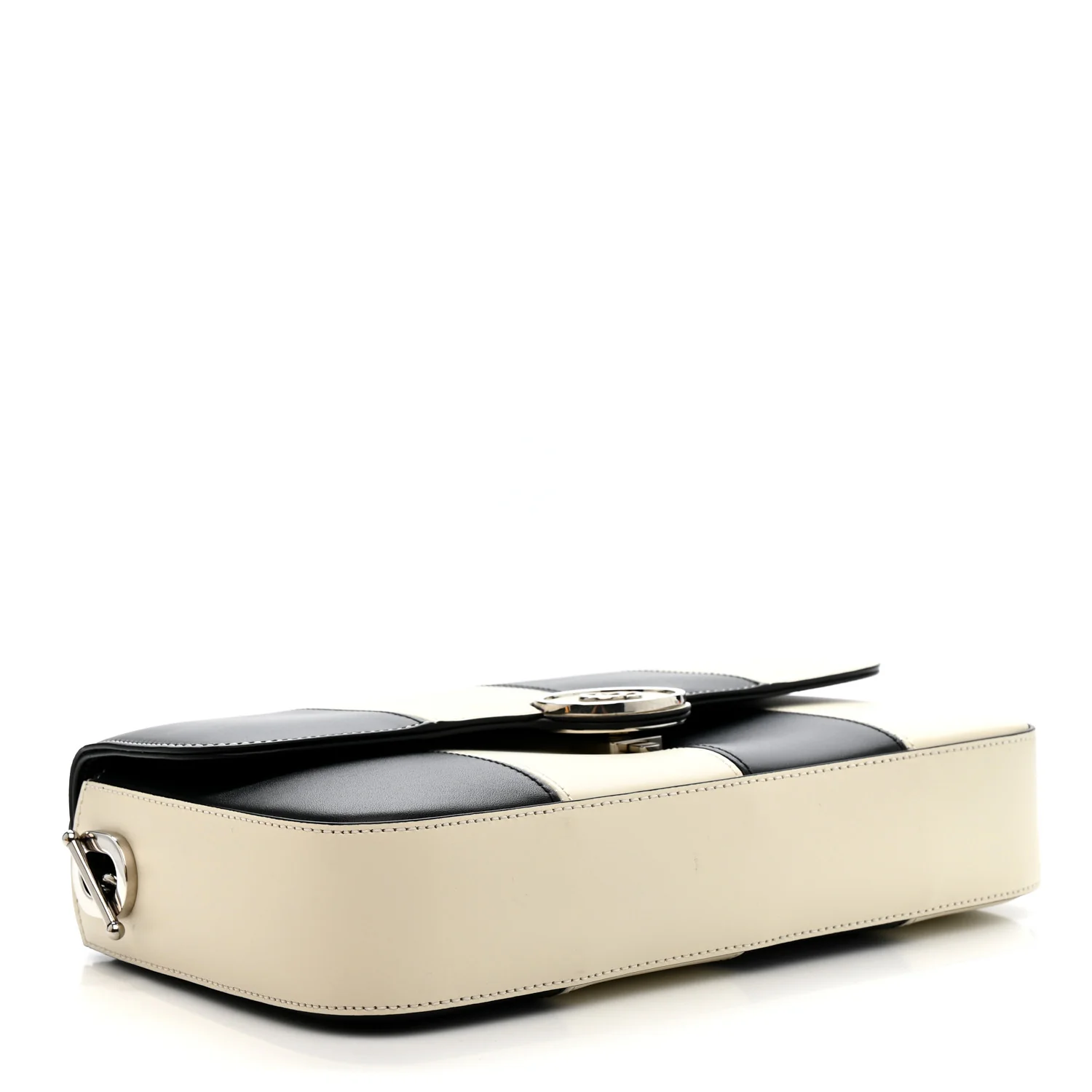 Senna Calfskin Lines Petite GG Top Handle Shoulder Bag Black Mystic White - Top Club