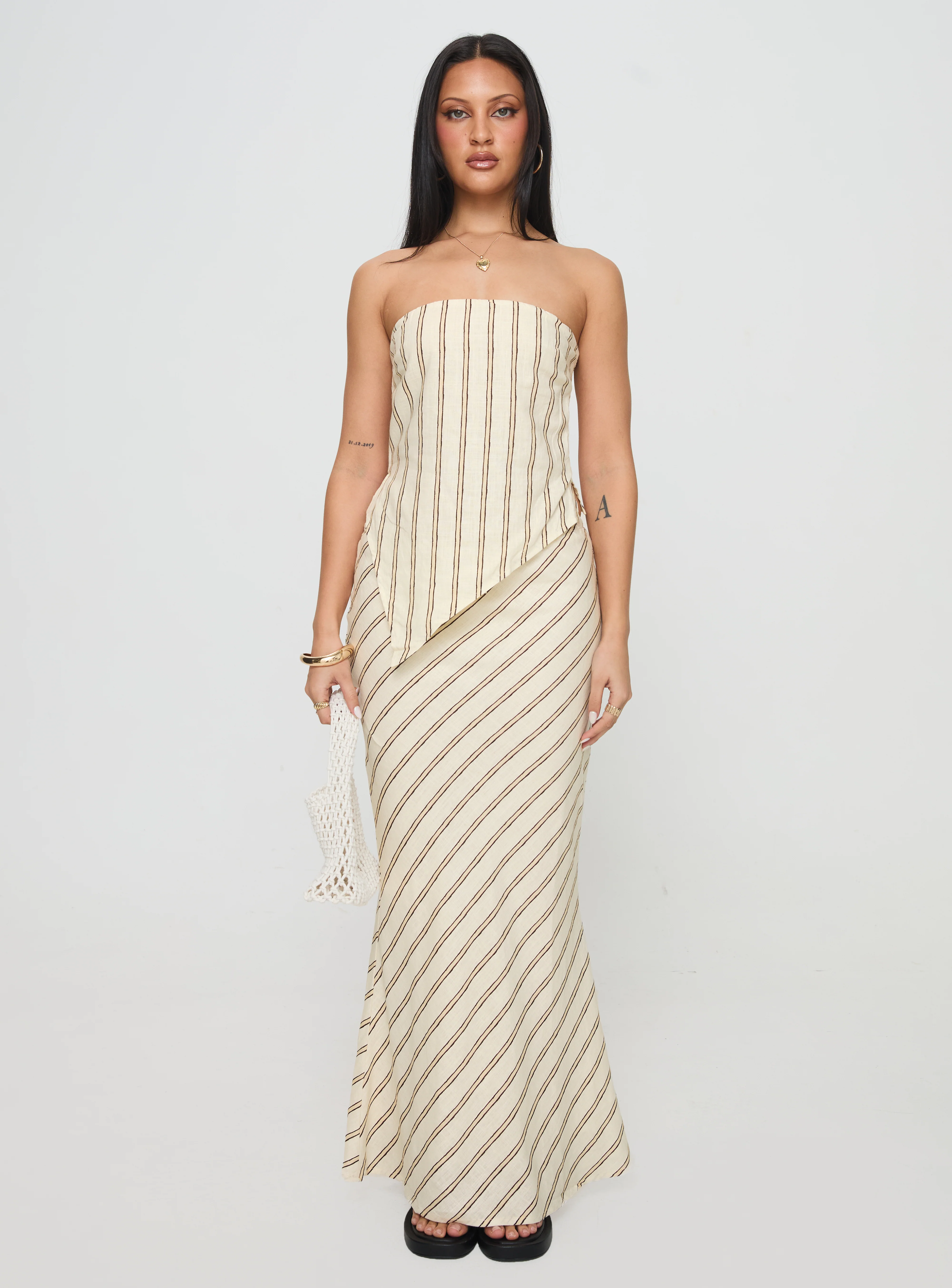 Birdie Asymmetric Linen Blend Top Cream