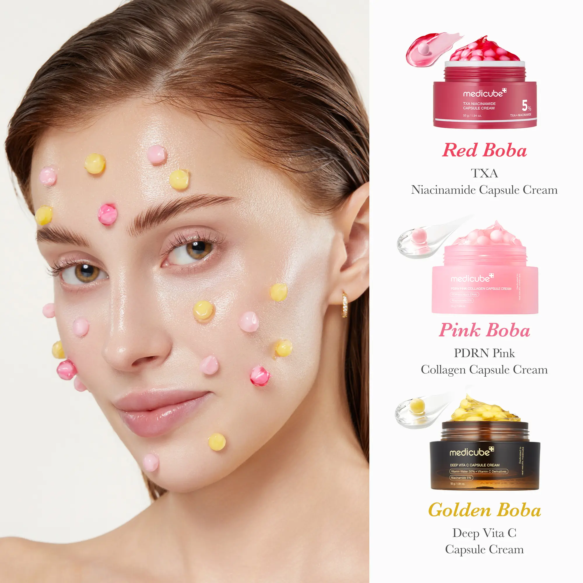 [medicube] Mix & Match Boba Cream Set| Viral Capsule Creams for Uneven Skin Tone, Glow Hydration, Korean Skincare, K-beauty Skin Repair