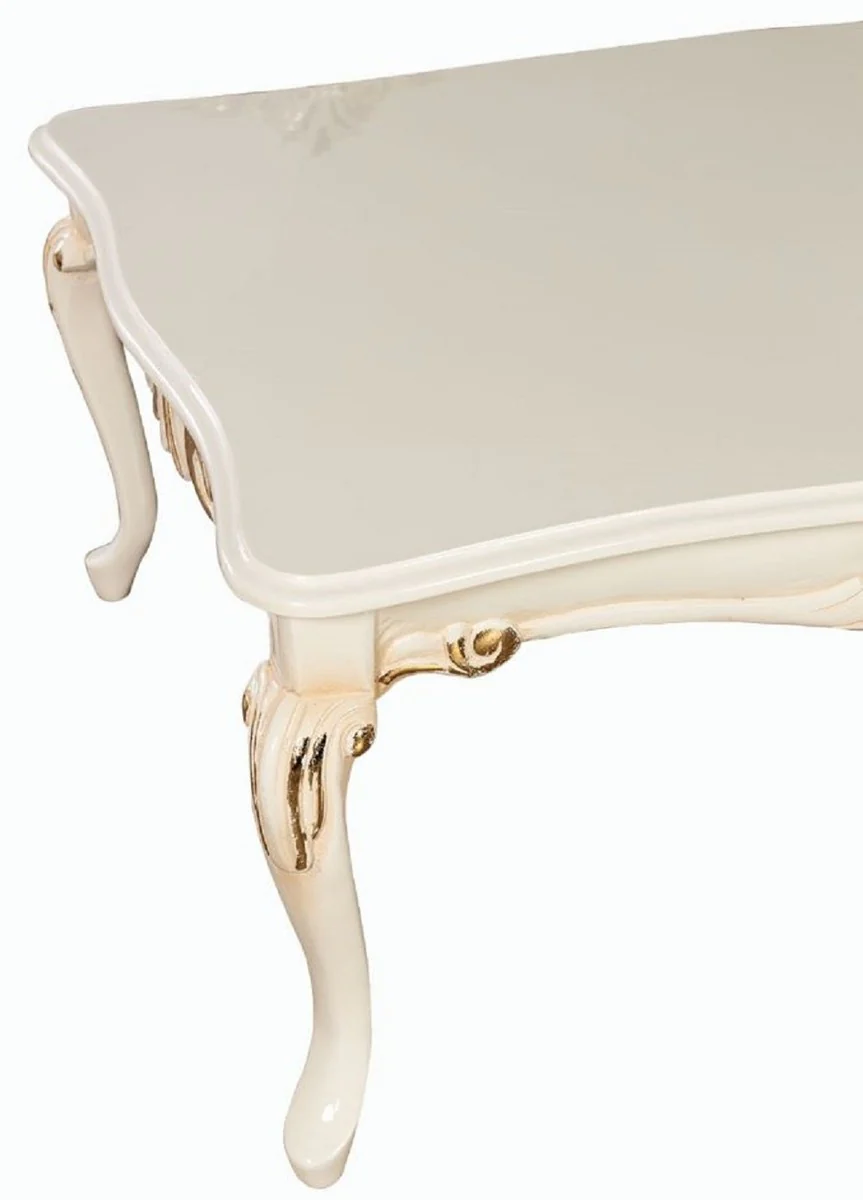 Luxury Baroque Coffee Table Cream / Gold - Handcrafted Solid Wood Living Room Table in Baroque Style - Baroque Living Room Furniture