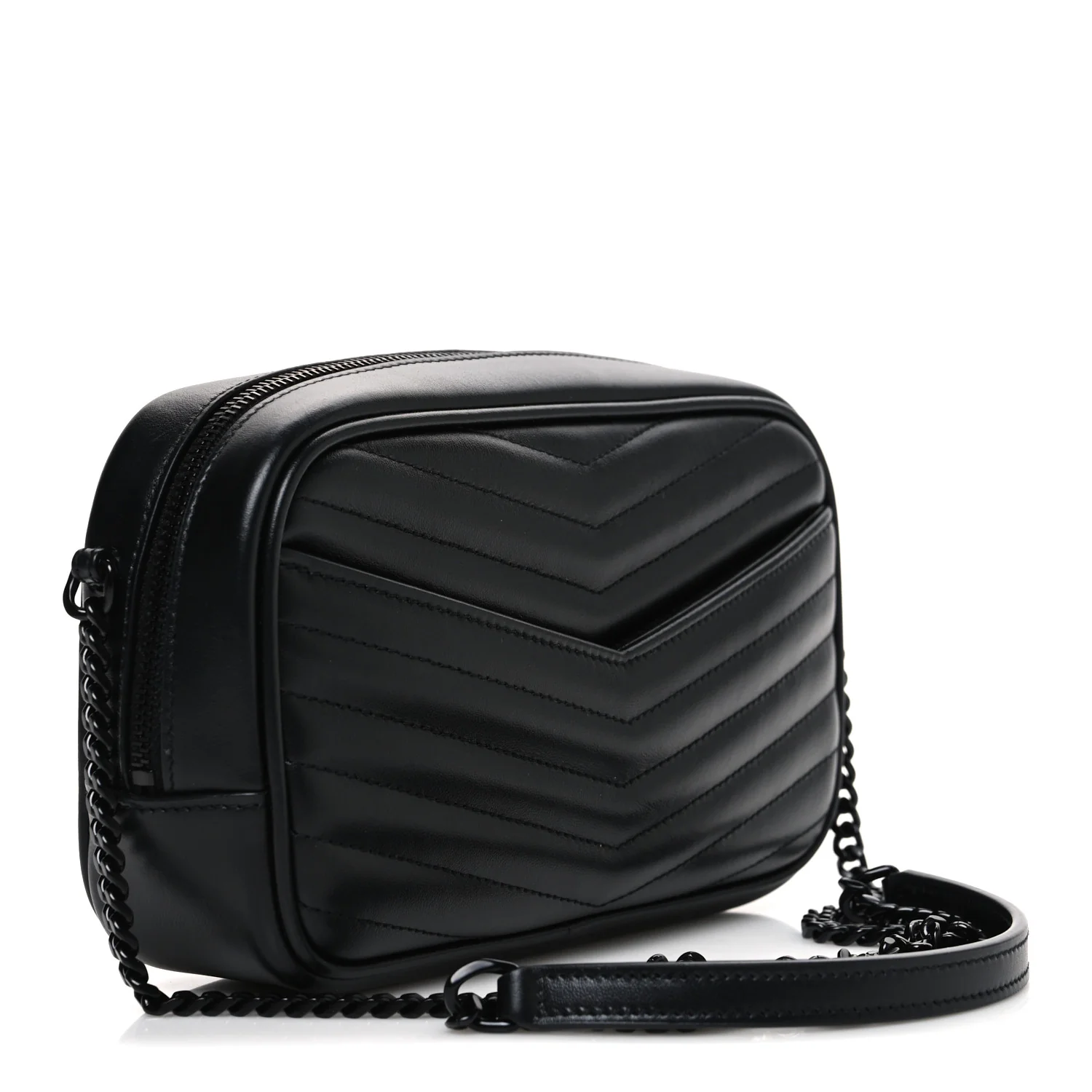 Calfskin Matelasse Monochrome Monogram Mini Lou Camera Bag Black - Top Club
