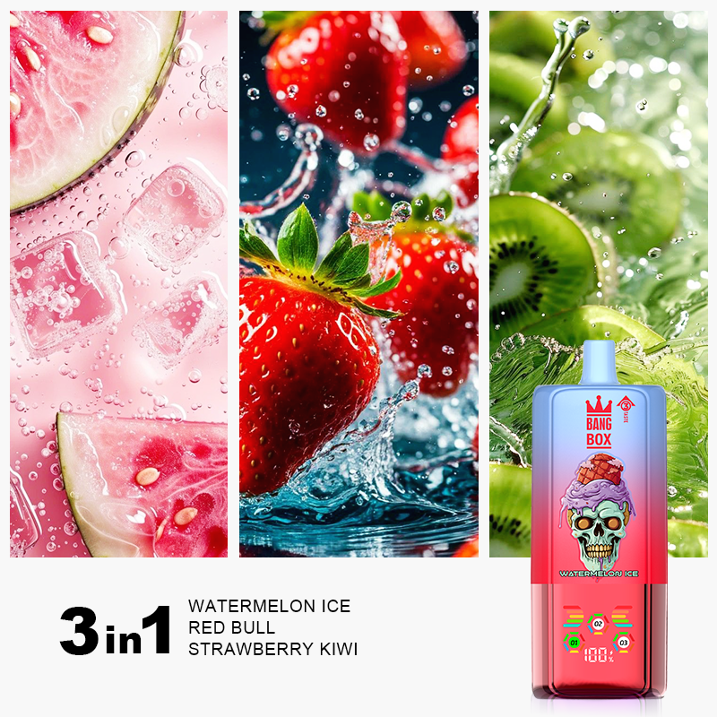 BANGBOX 80K Příchuť 05 ledový meloun energy drink jahoda kiwi 3 v 1 vape s osvěžující chutí