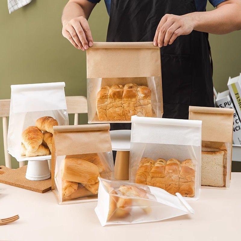 Kraft Paper Bag Loaf Bread Storage Toast Takeaway Bakery Bag