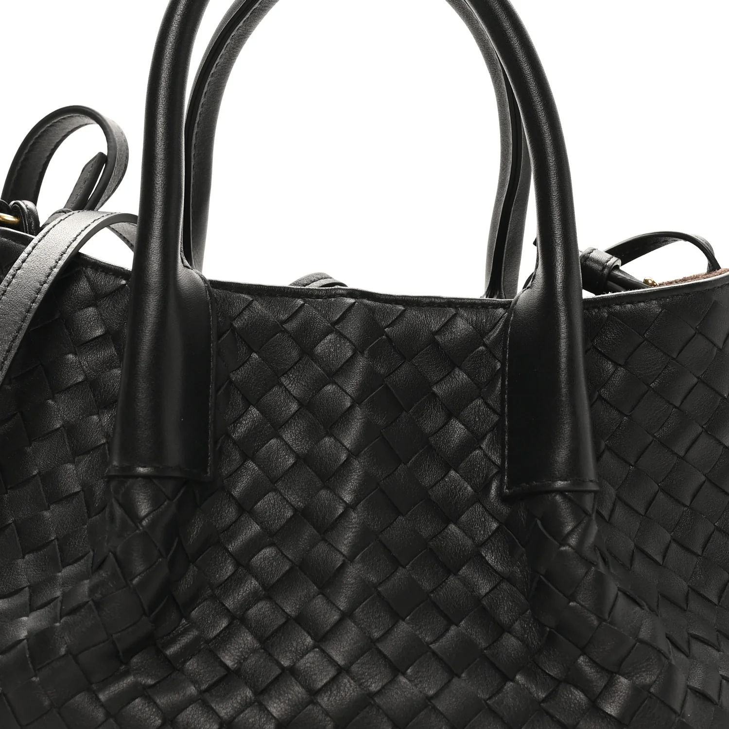 Calfskin Intrecciato Small Pinacoteca Tote Black Fondant - Top Club