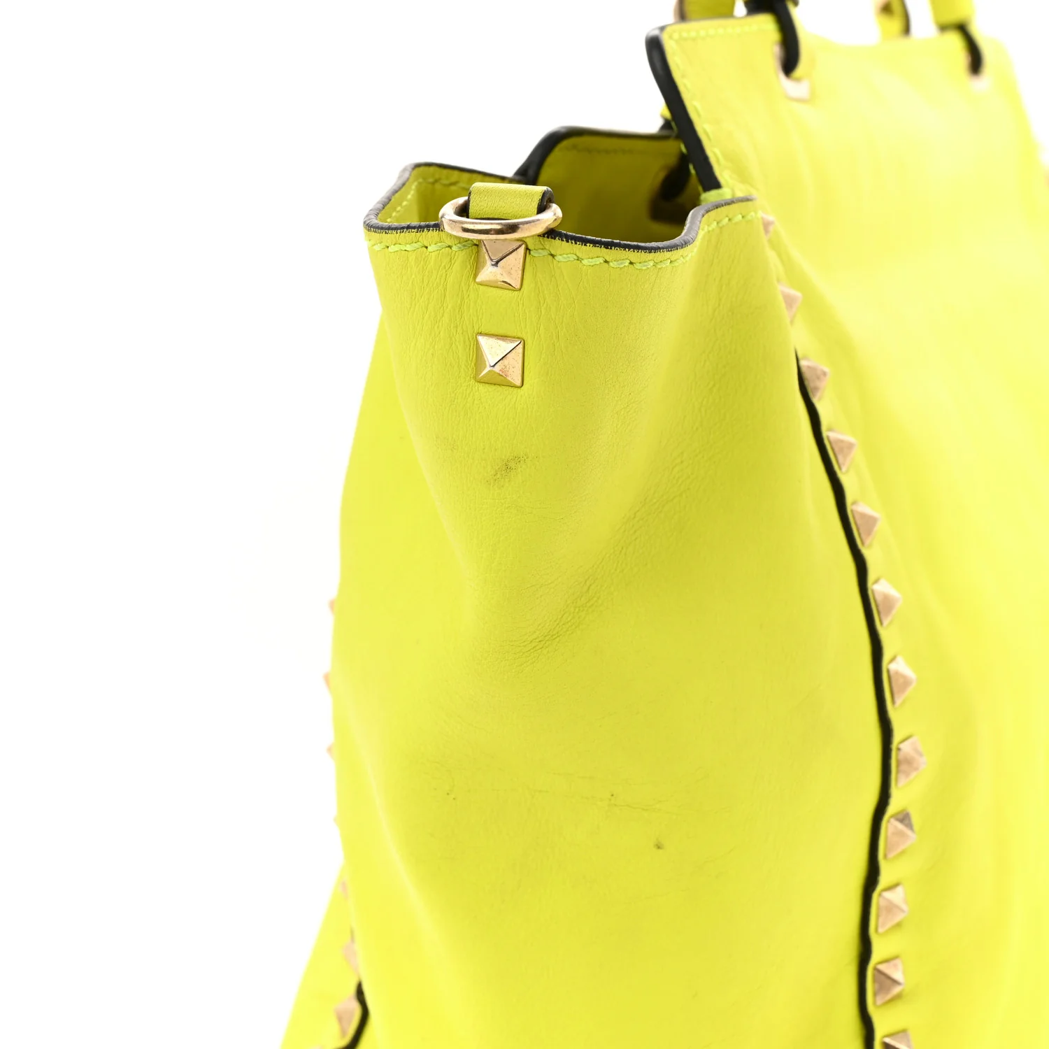 Vitello Medium Rockstud Tote Yellow Fluo - Top Club