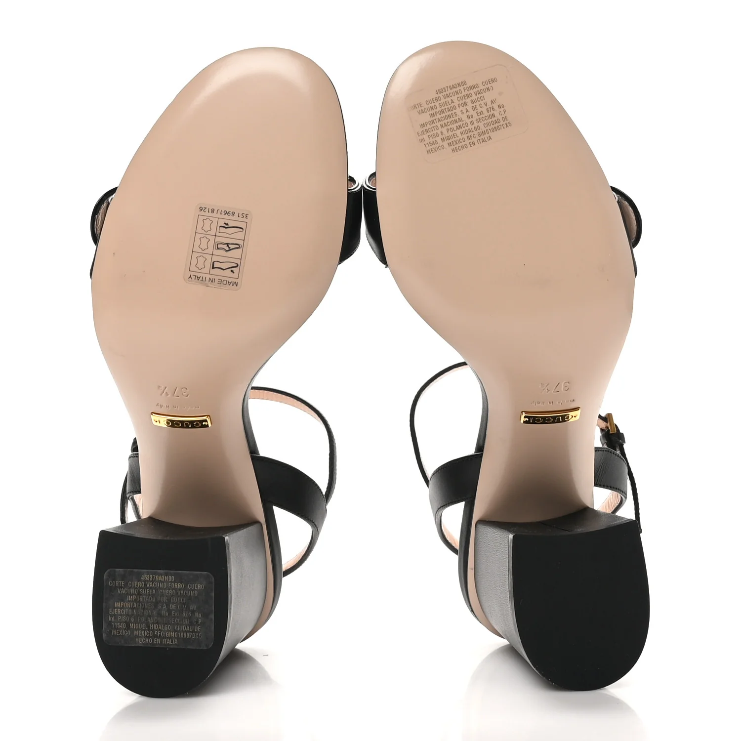 Lifford Calfskin GG Marmont Ankle Wrap 75mm Sandals 37.5 Black - Top Club
