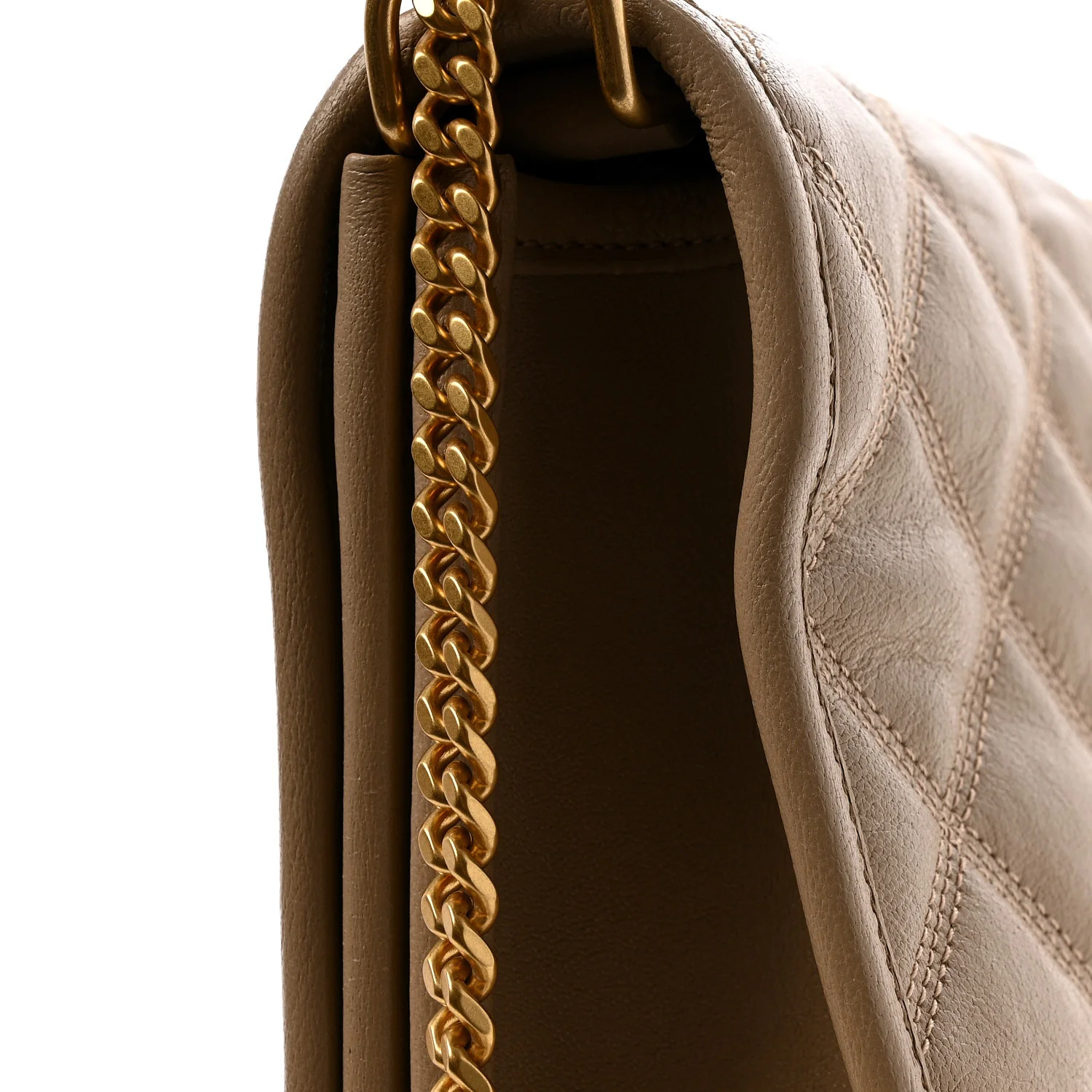 Lambskin Quilted Mini Becky Chain Bag Dark Beige - Top Club