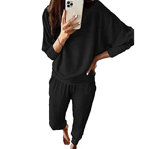 PrettyGarden Women's Fashion Outfits 2 Piece Sweatsuit Long Sleeve Cozy Loungewear