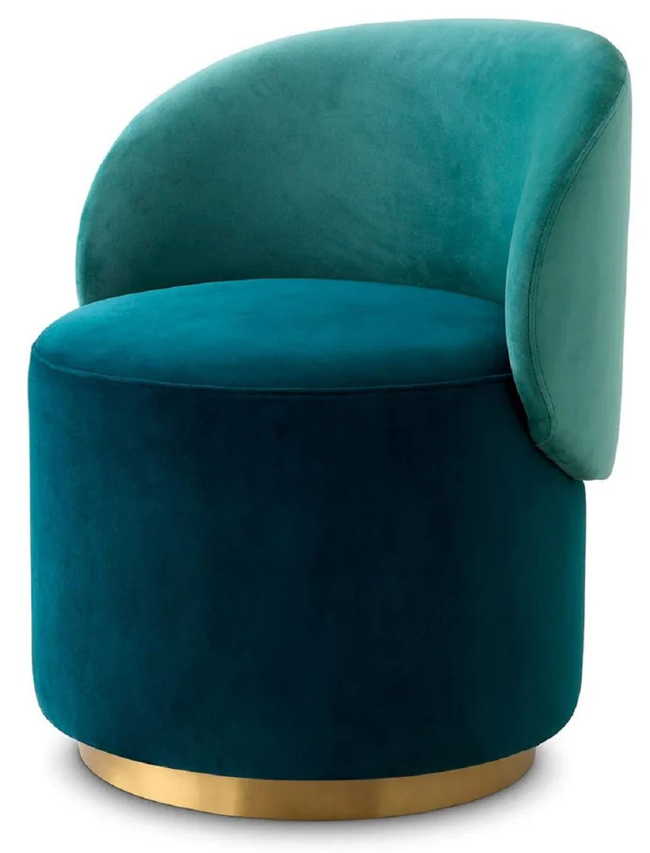 Luxury velvet dining room chair green / turquoise / brass 60 x 55 x H. 73.5 cm - swivel chair with elegant velvet fabric - dining room furniture - luxury furniture - luxury quality
