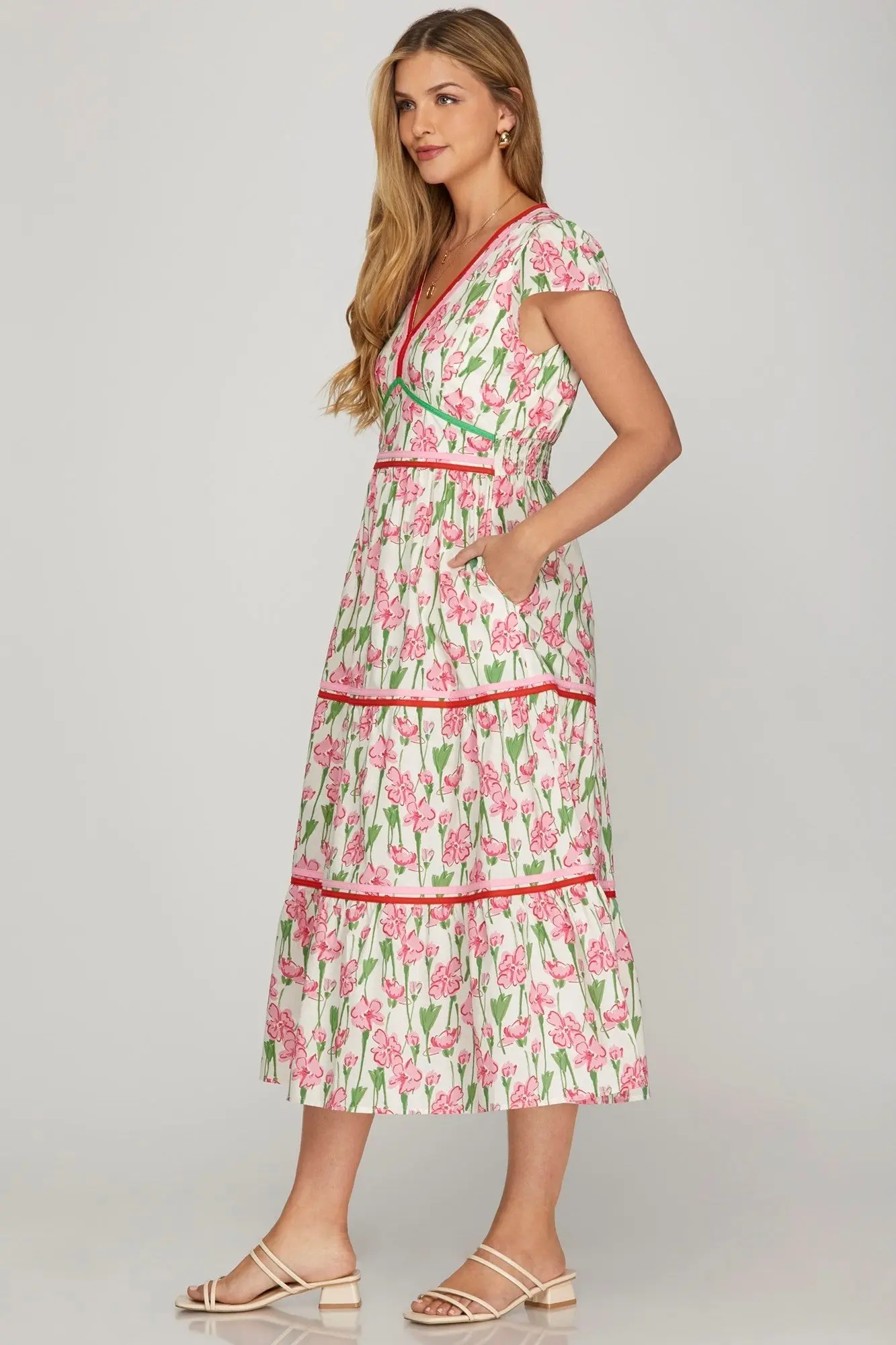 One Day At A Time Floral Poplin Tiered Dress - ALJEGJ